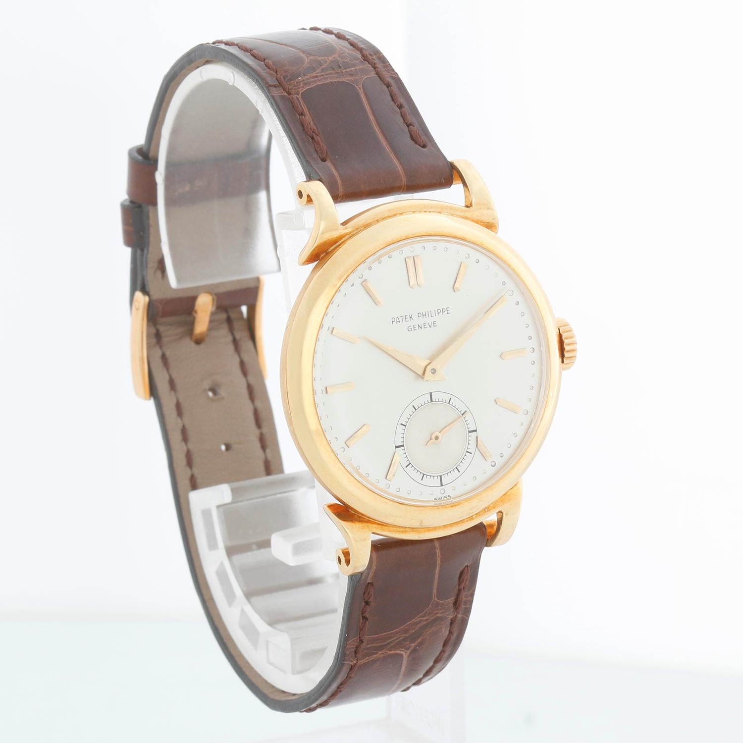 Vintage Patek Philippe Calatrava 18k Gelbgold Scroll Lugs Uhr Ref 1491 Herren im Angebot