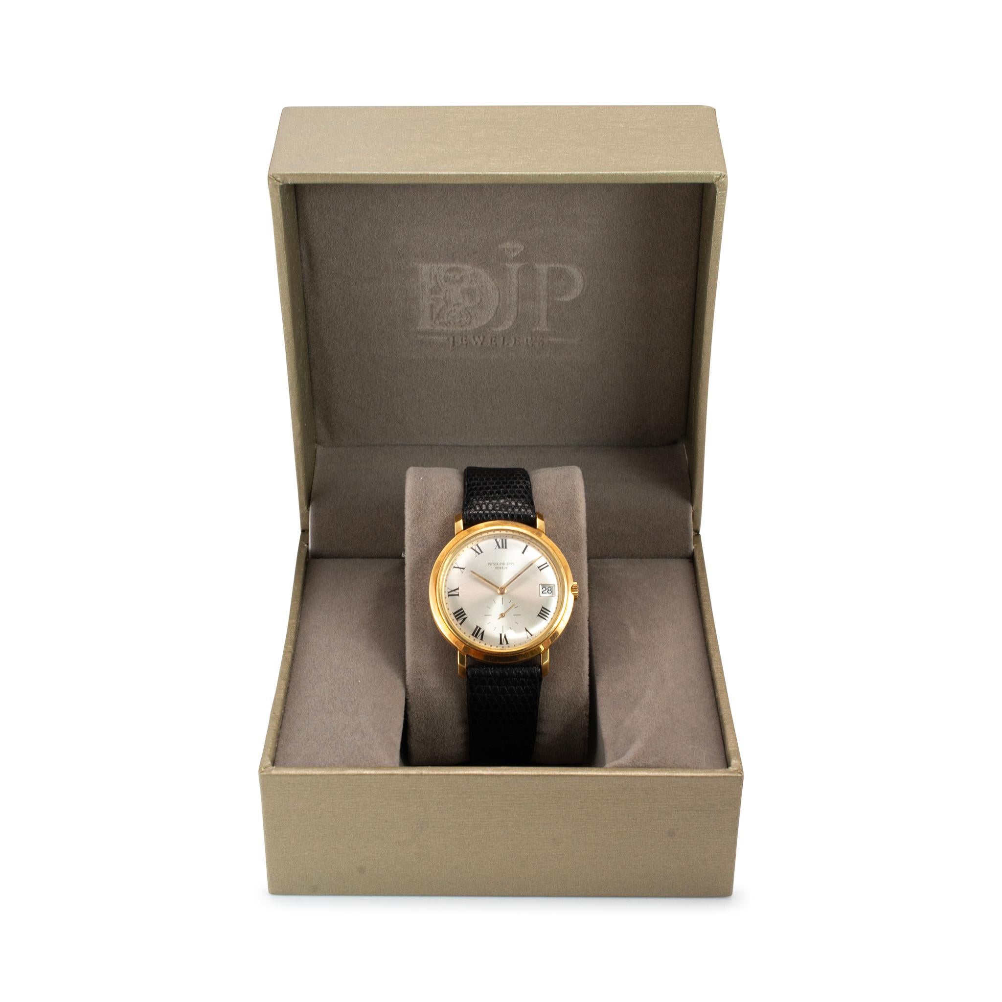 Reloj automático romano vintage Patek Philippe Calatrava 35MM 3445 de oro amarillo de 18 quilates en venta 8