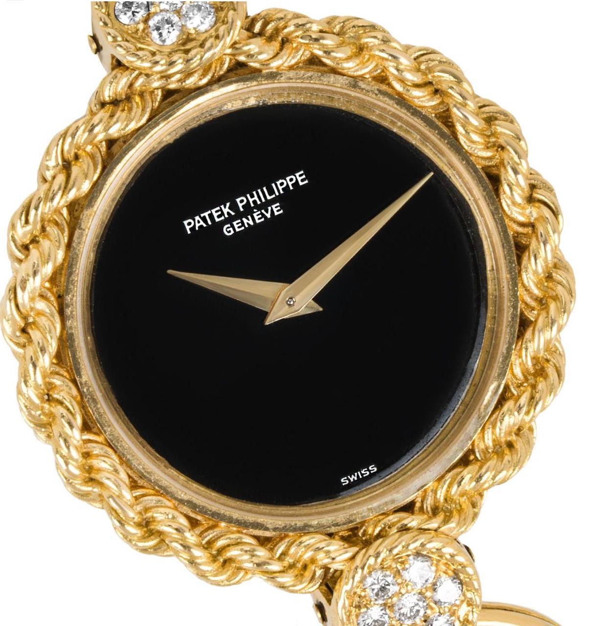 Vintage Patek Philippe Cocktail Watch Diamond Set Yellow Gold 4282 In Excellent Condition In London, GB