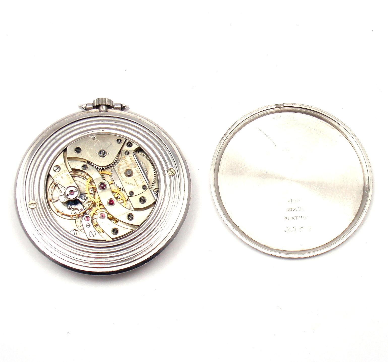Vintage Patek Philippe Diamond Platinum Pocket Watch In Excellent Condition In Holland, PA