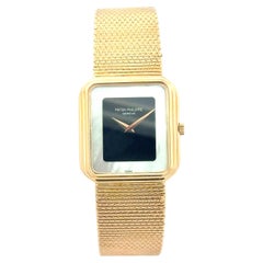 Vintage Patek Philippe Geneve 3851/1 Onyx Nacre Mother of Pearl 18k Yellow Gold