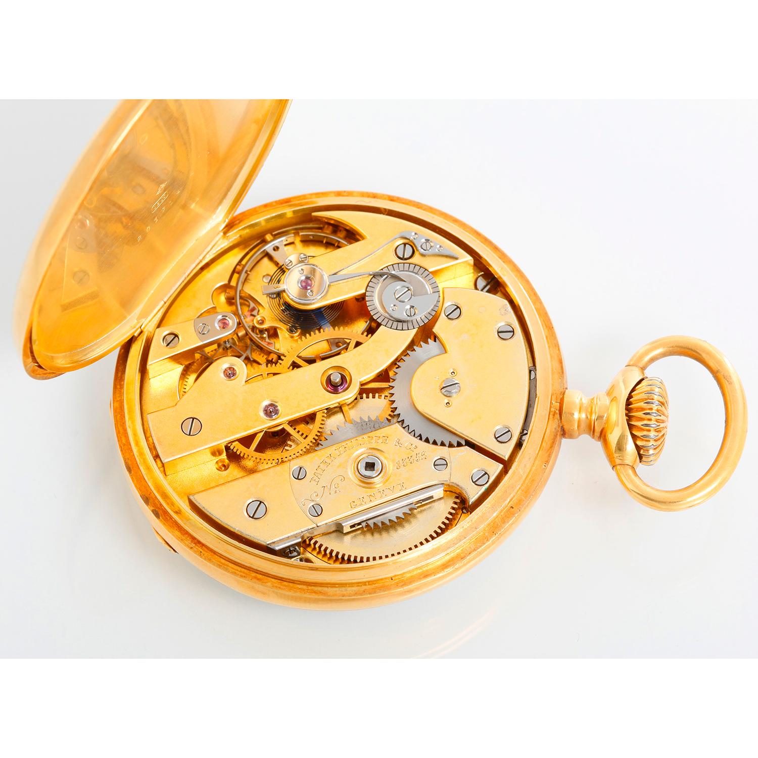 Vintage Patek Philippe Gondolo 18k Yellow Gold Open Face Pocket Watch 2