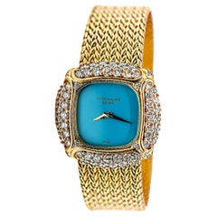 Patek Philippe Damen-Armbanduhr aus 18 Karat Gelbgold, Diamant und Türkis