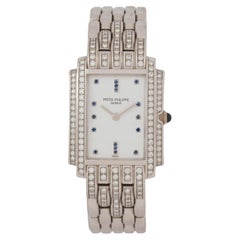 Vintage Patek Philippe Model 4825/020 Gondolo 18 Karat White Gold Diamonds