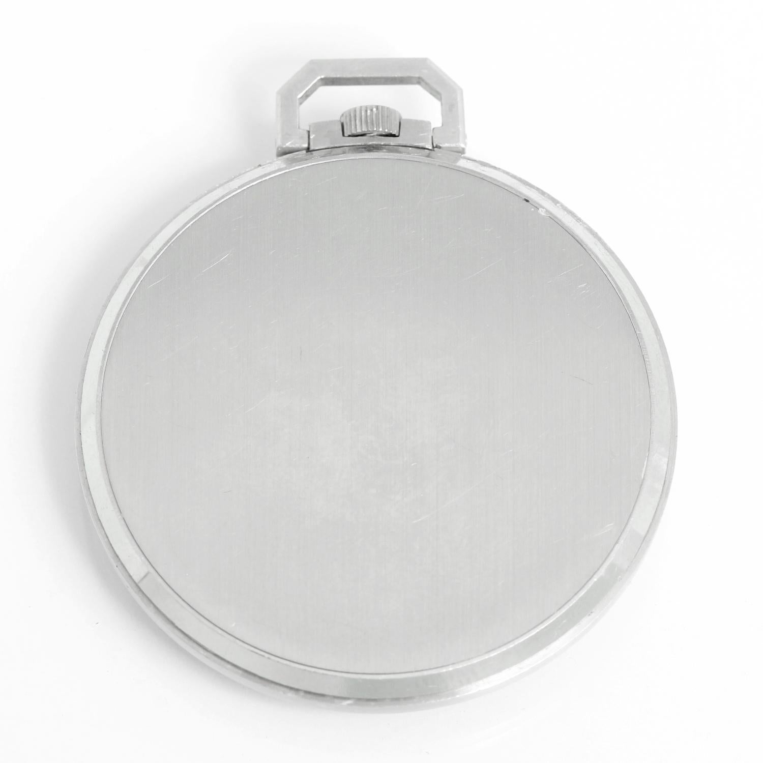 Vintage Patek Philippe Platinum Pocket Watch Ref. 600 - Manual. Platinum ( 43 mm ) unpolished in original condition . Silvered dial with applied white gold baton indices. Pre-owned with leather box marked for retailer A.H. Hadley of Philadelphia. We