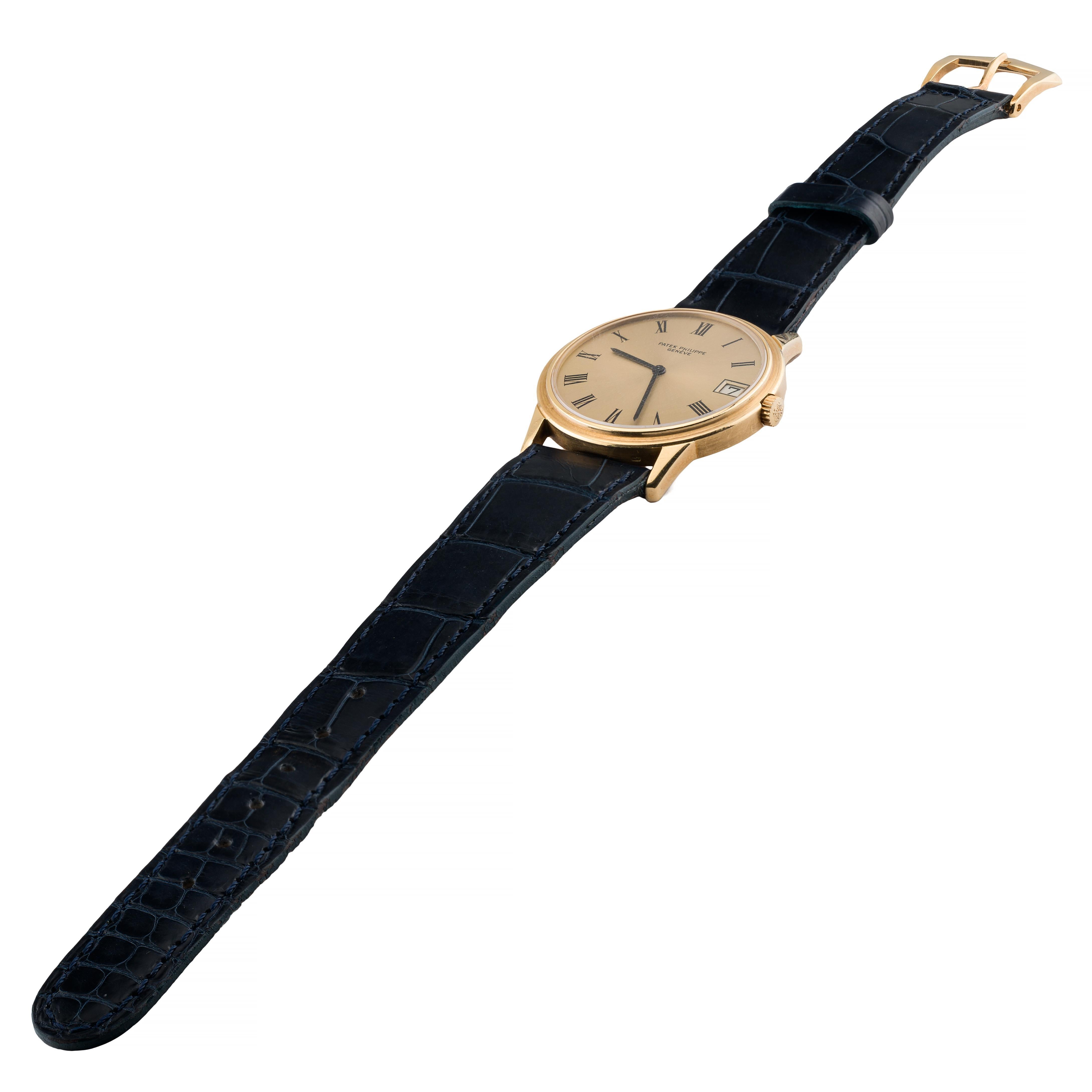 Men's Vintage Patek Philippe Ref 3595 Slim Automatic Wrist Watch with Date in 18K Gold