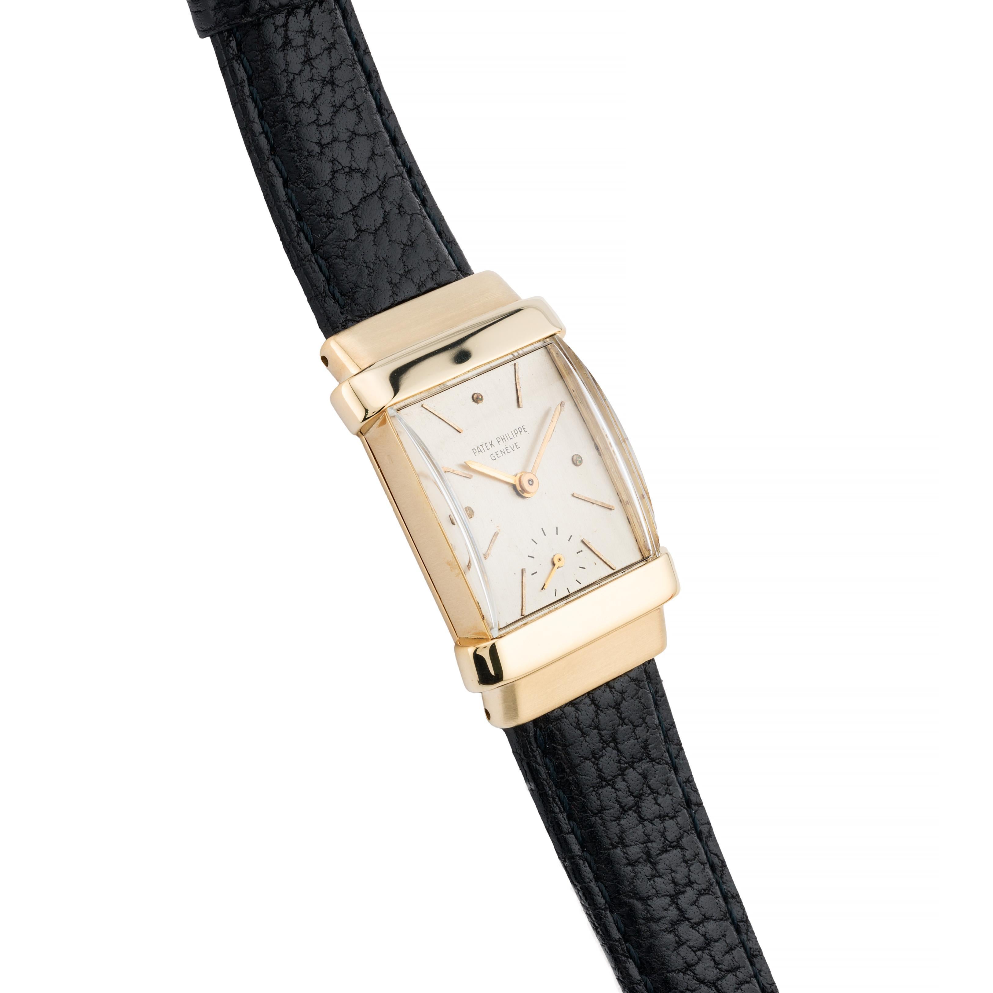 Vintage Patek Philippe Top Hat 18K Gold Mens Ref. 1450 Wrist Watch In Excellent Condition In Boston, MA