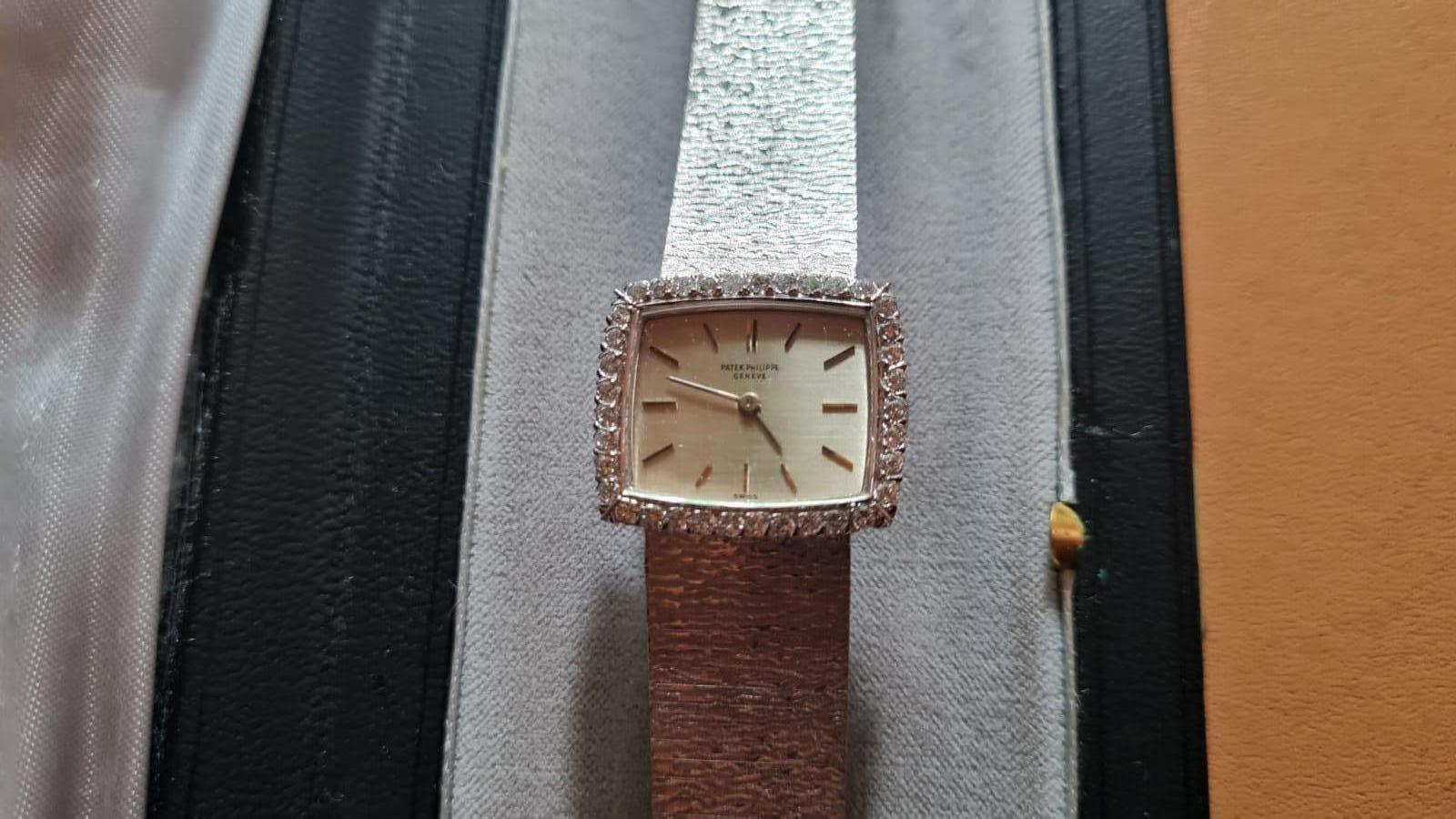 Women's Vintage Patek Philippe Watch in Grey Gold with Diamonds