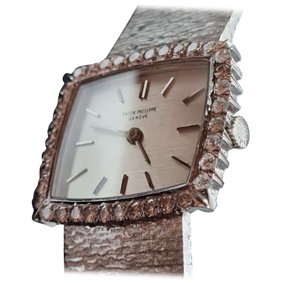 Vintage Patek Philippe Watch in Grey Gold with Diamonds