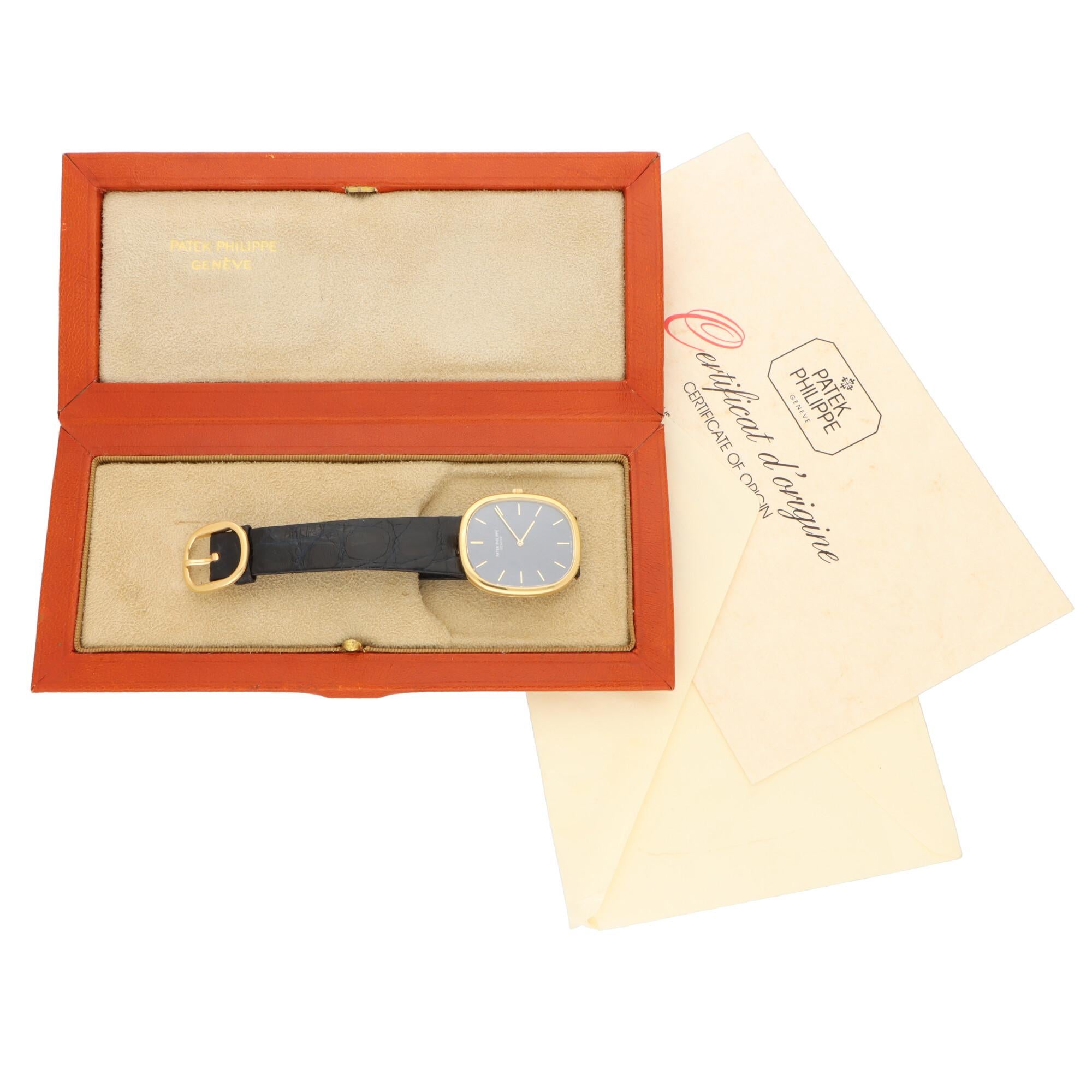 Retro Vintage Patek Phillippe Ellipse Watch and Matching Cufflinks in 18k Yellow Gold