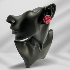 Vintage Patented Pink Glass Floral Clip on Earrings