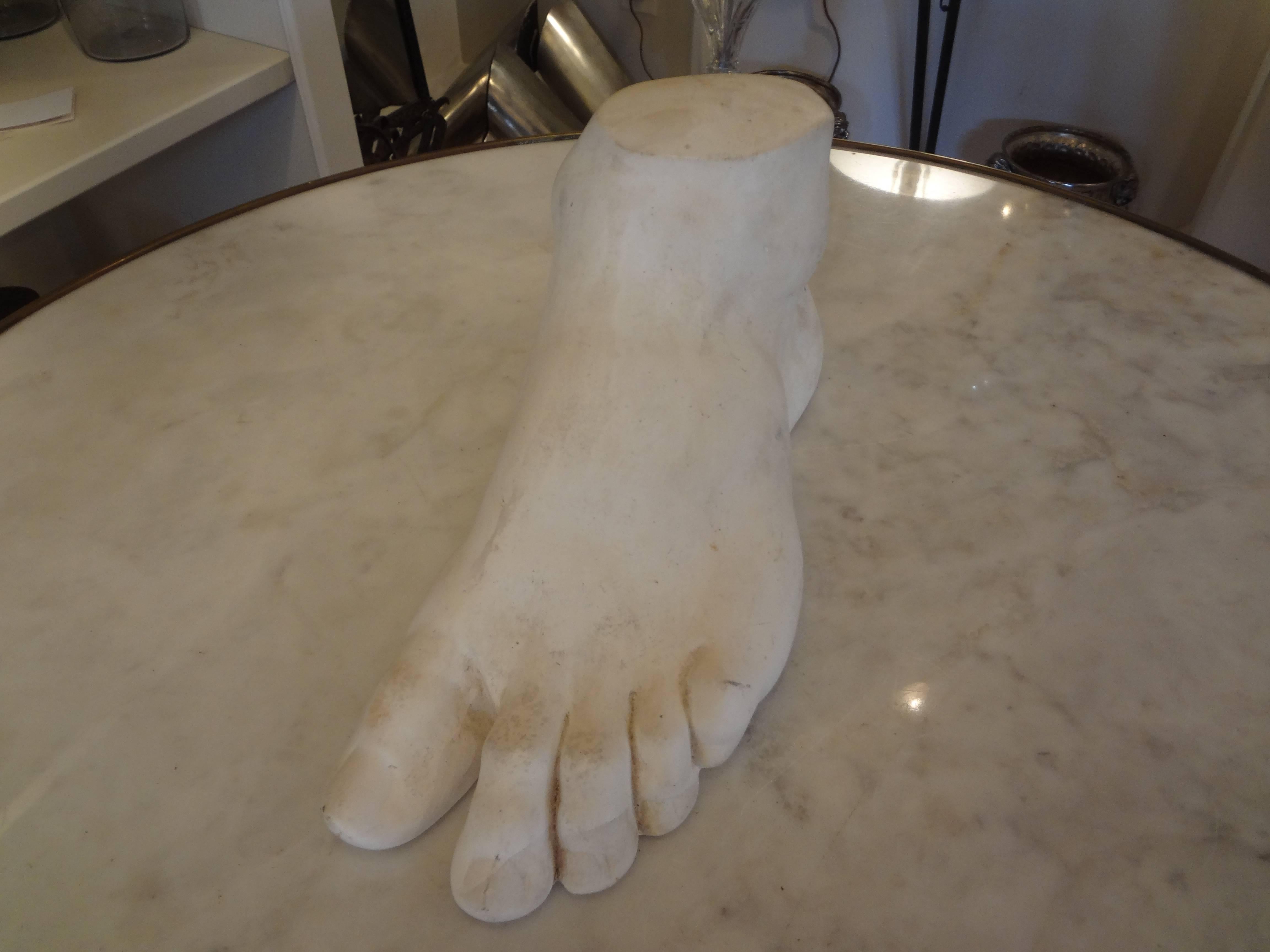 Classical Roman Vintage French Academic Patinated Plaster Foot