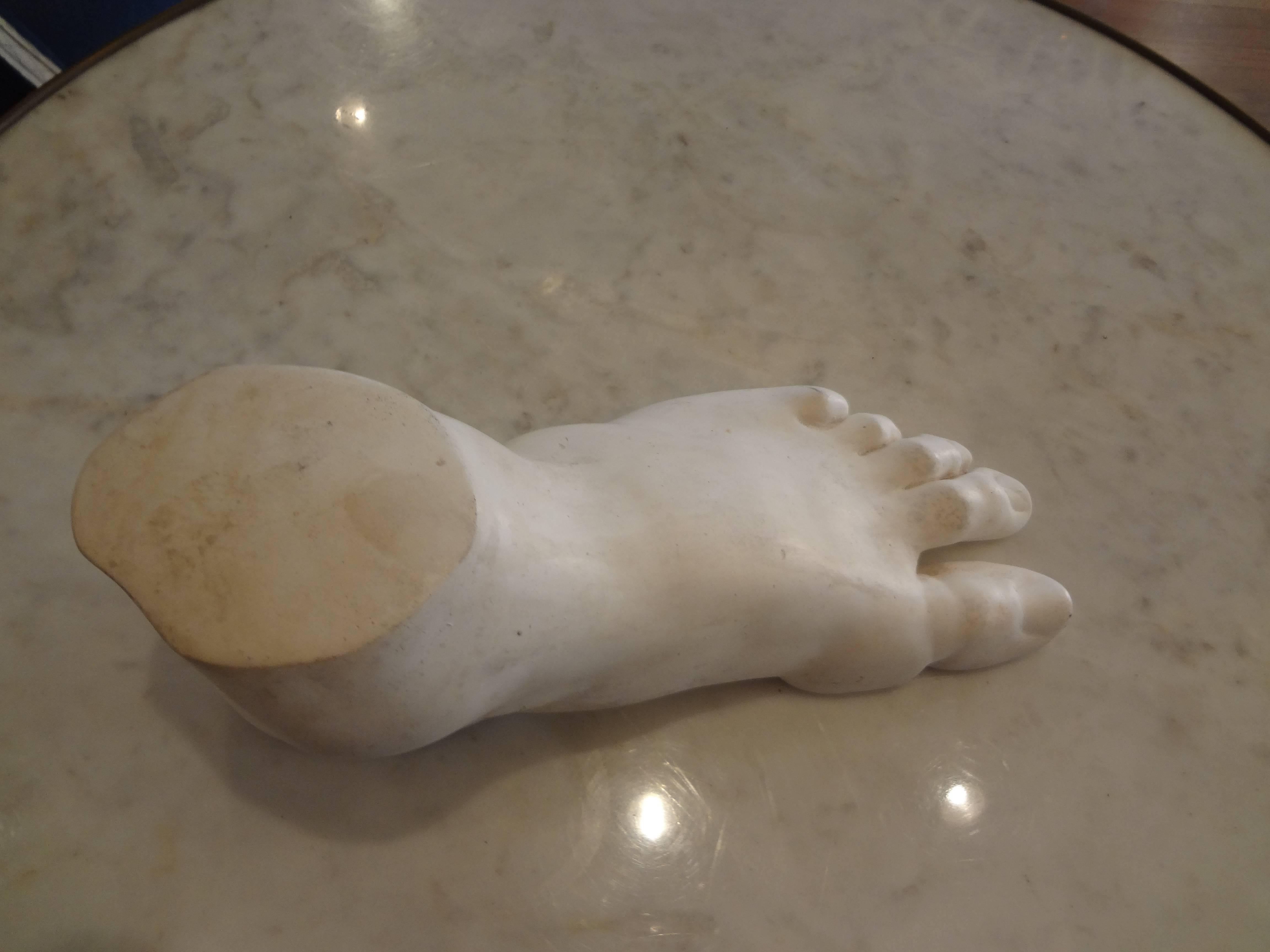 Vintage French Academic Patinated Plaster Foot 1