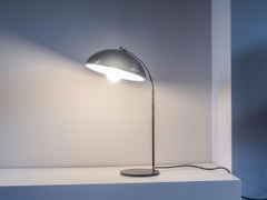 Lampe de bureau vintage en aluminium patiné et chrome