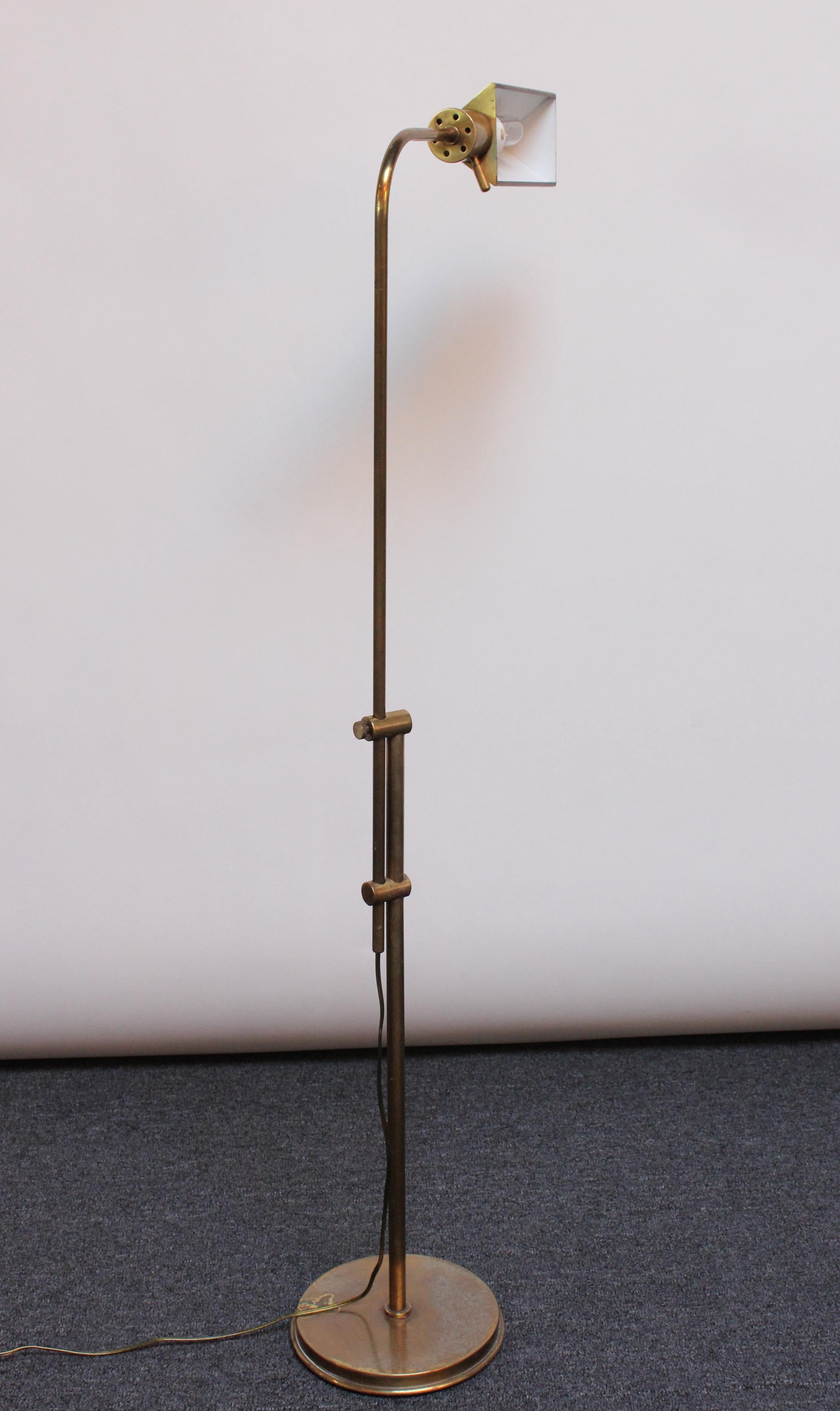 American Vintage Patinated Brass Adjustable Floor Lamp by Chapman For Sale
