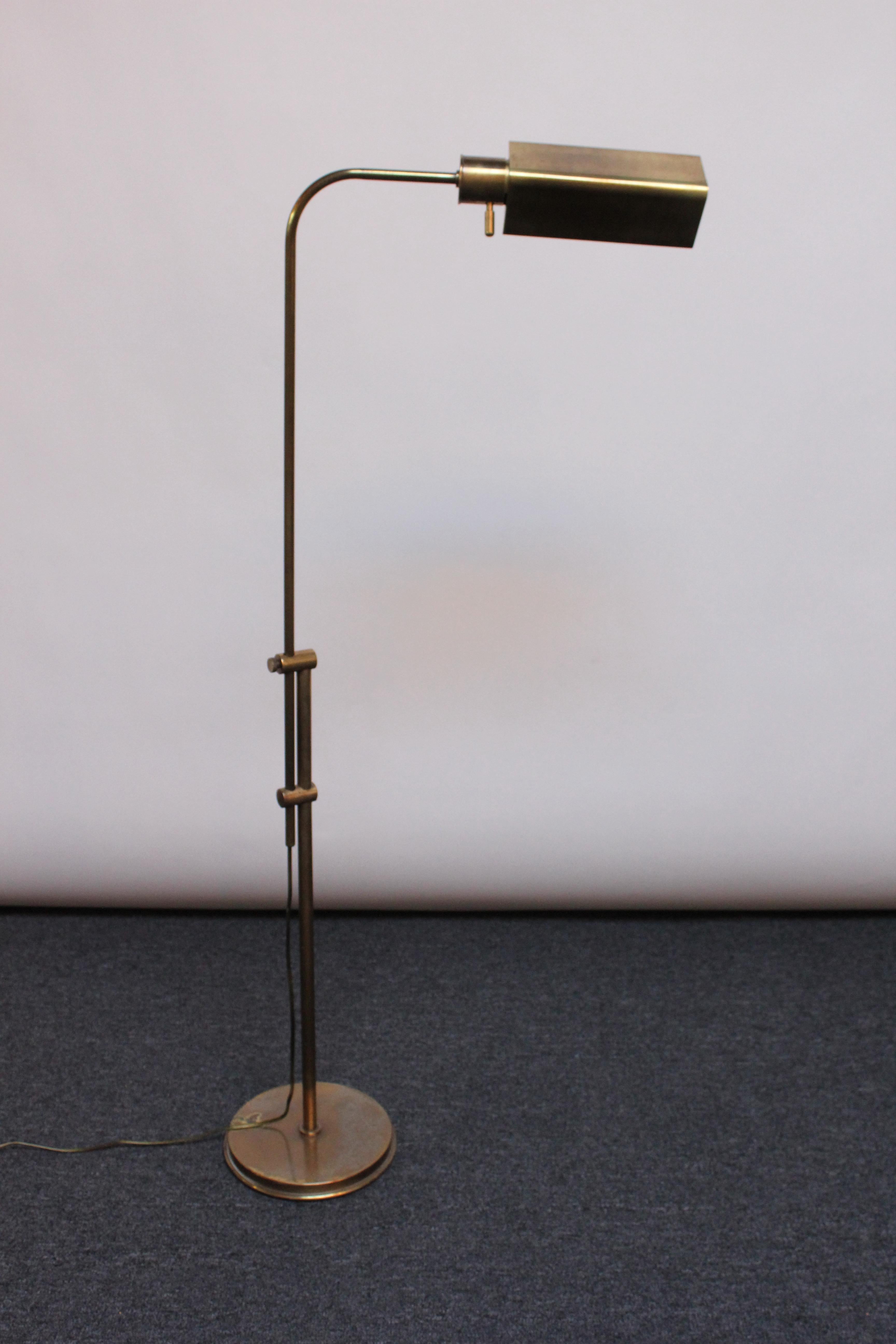 Vintage Patinated Brass Adjustable Floor Lamp by Chapman For Sale 12