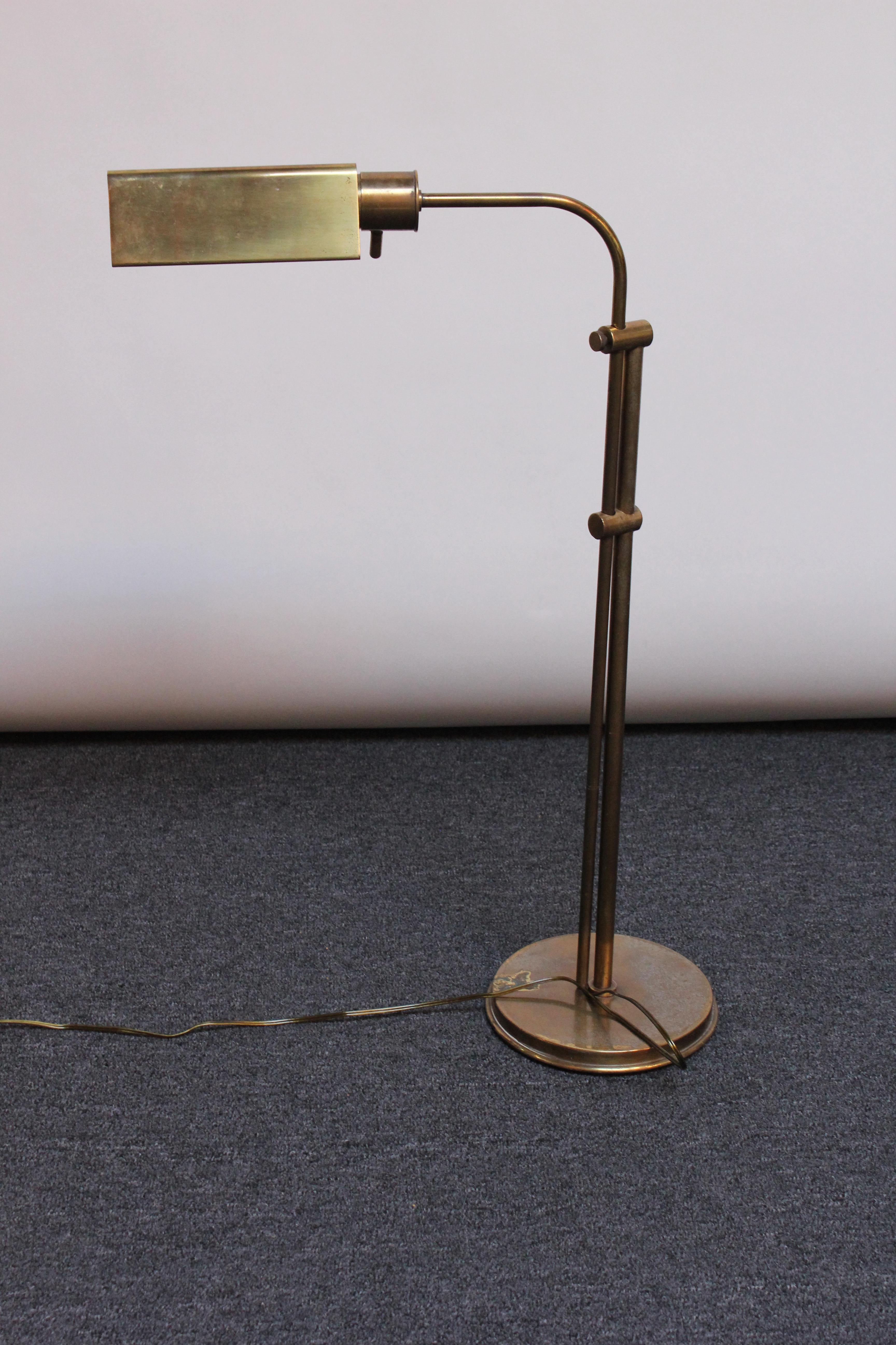 Vintage Patinated Brass Adjustable Floor Lamp by Chapman For Sale 8