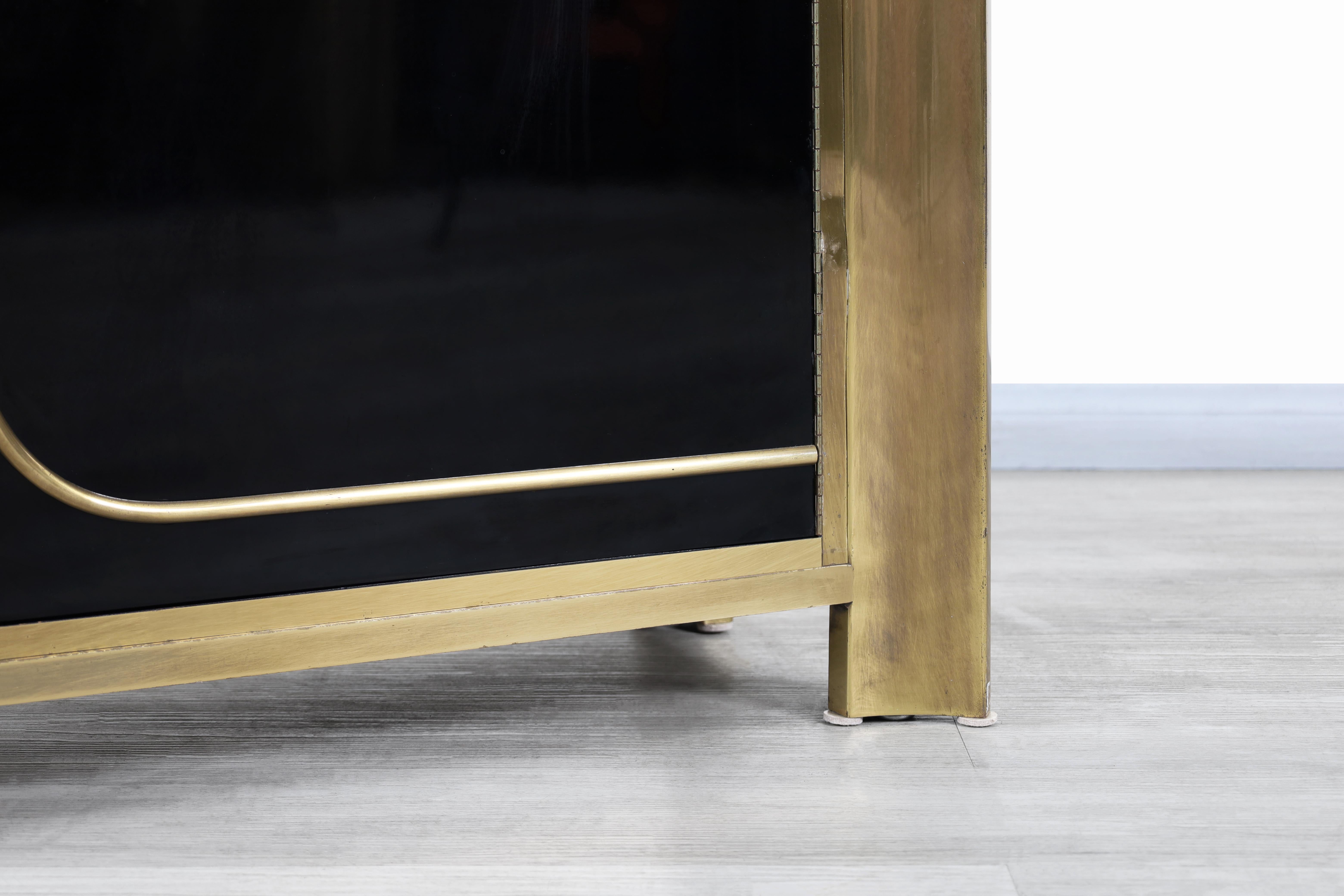 Vintage Patinated Brass and Lacquered Credenza by Mastercraft 4