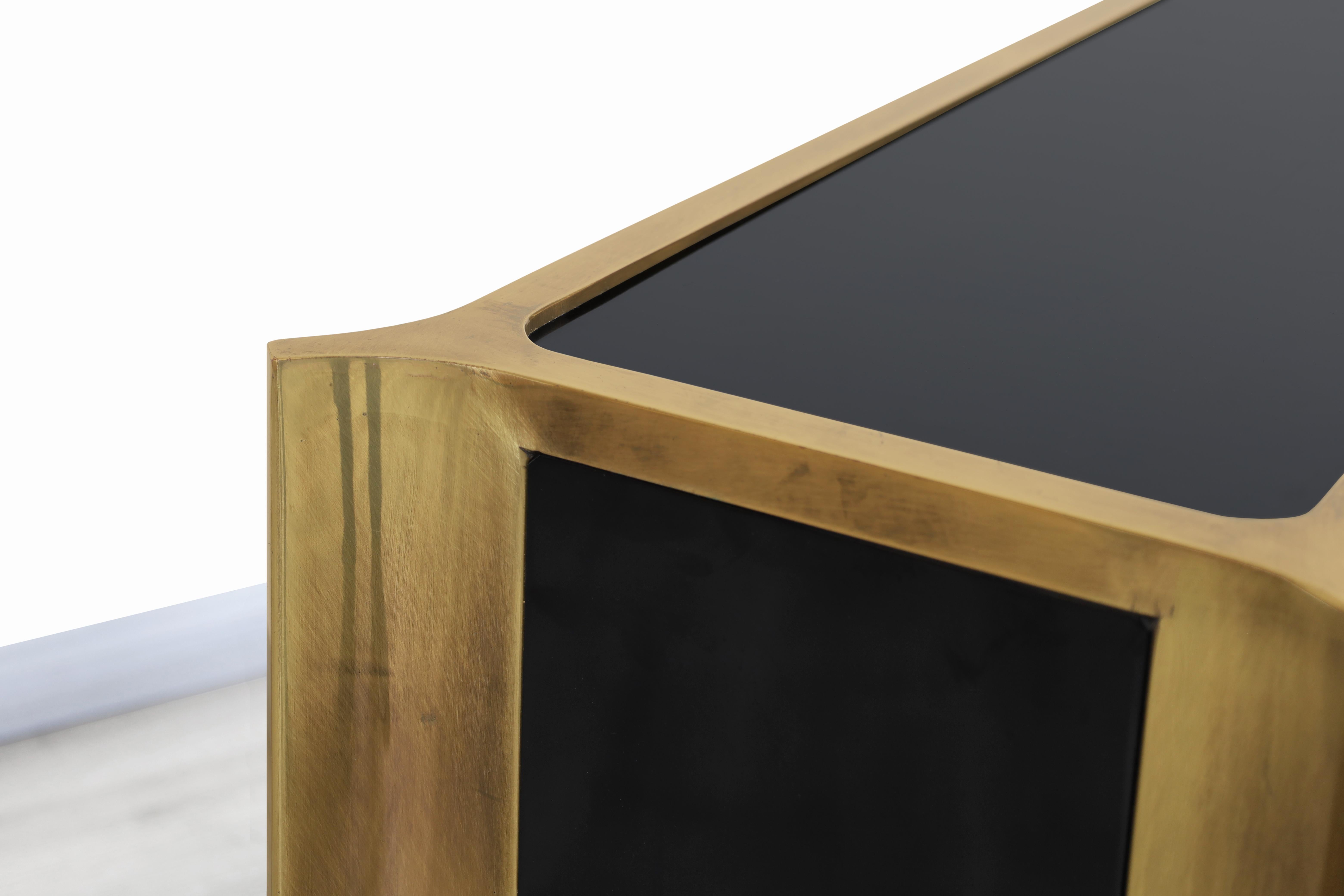 American Vintage Patinated Brass and Lacquered Credenza by Mastercraft