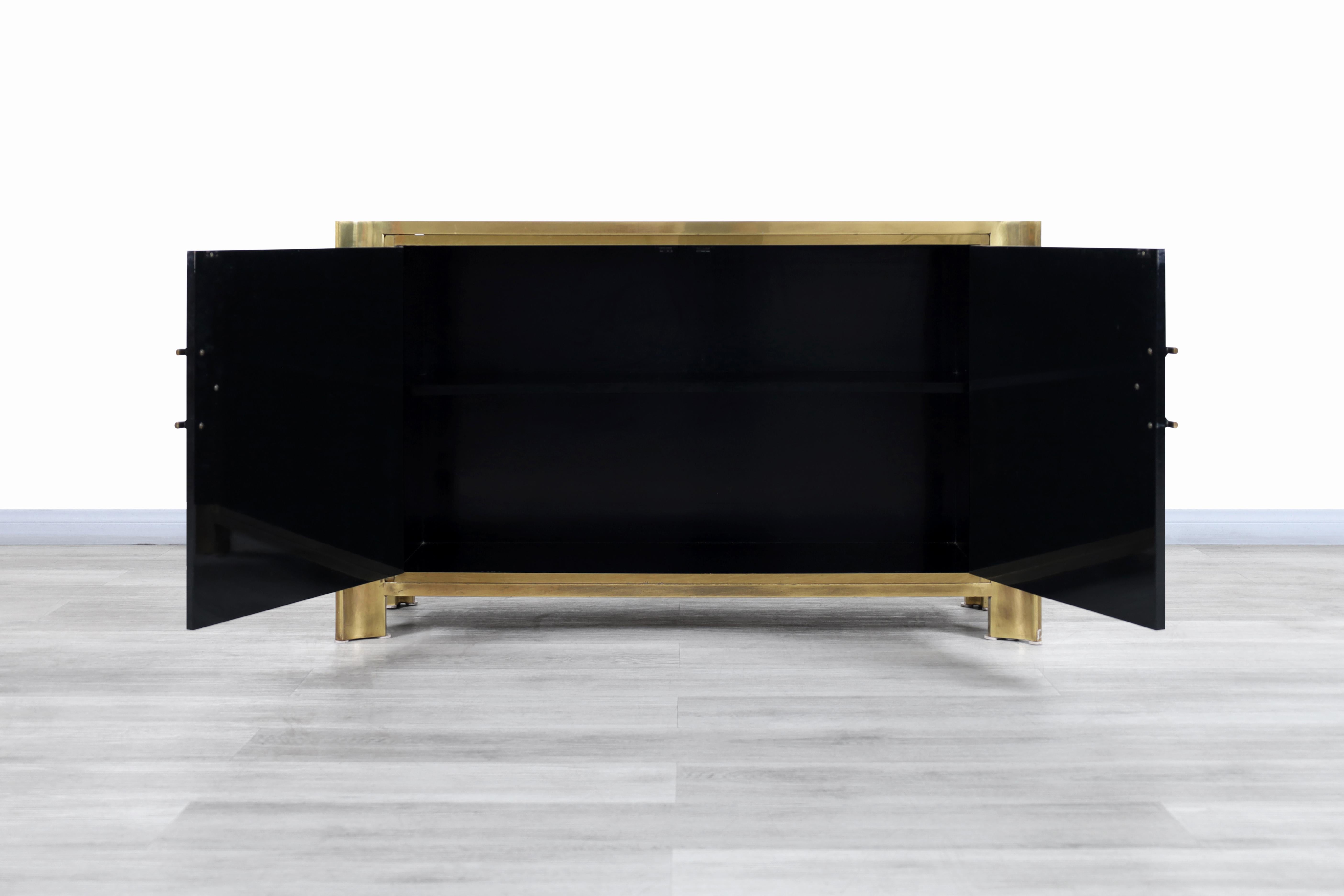 Vintage Patinated Brass and Lacquered Credenza by Mastercraft 2