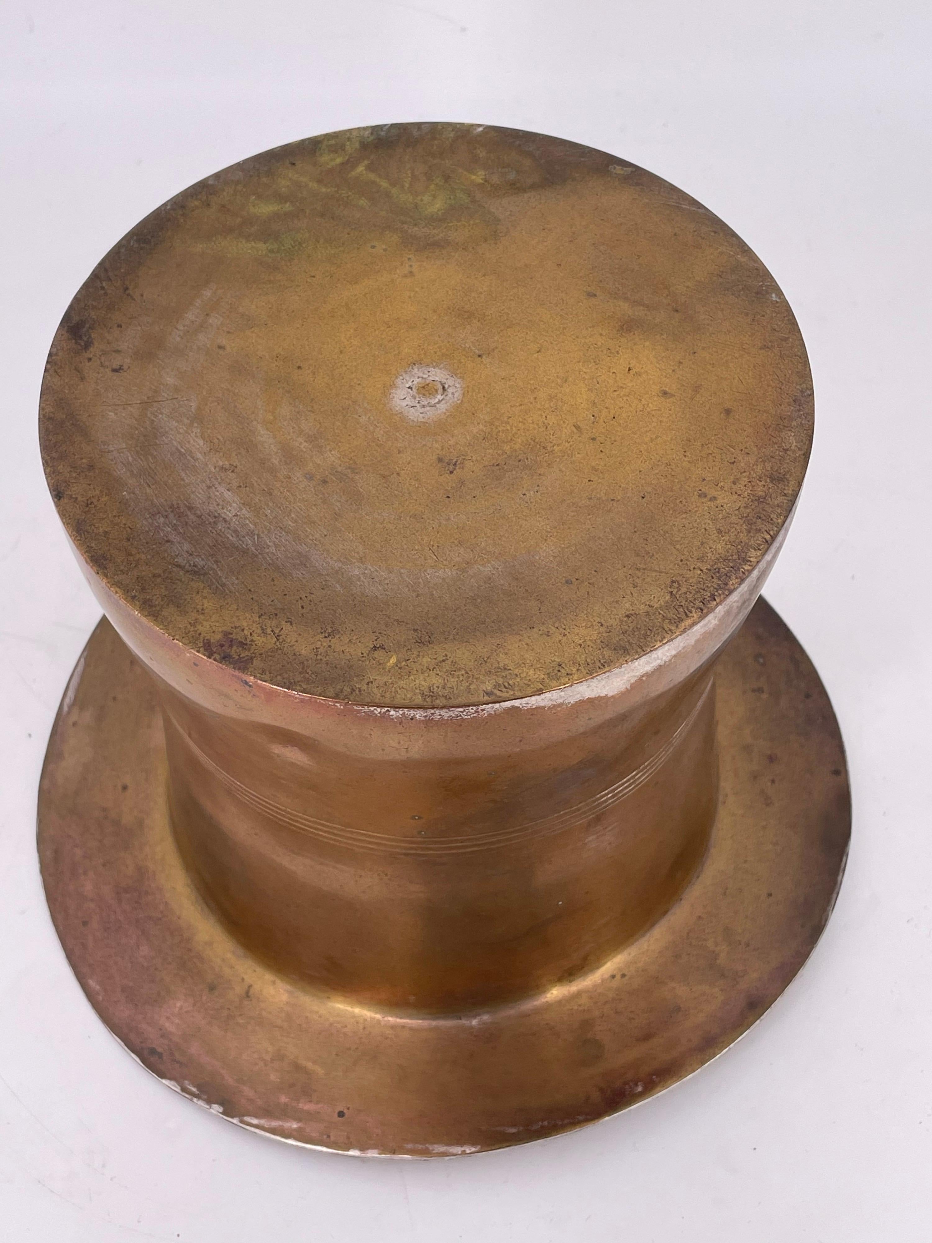 20th Century Vintage Patinated Brass Catch-It-All Top Hat