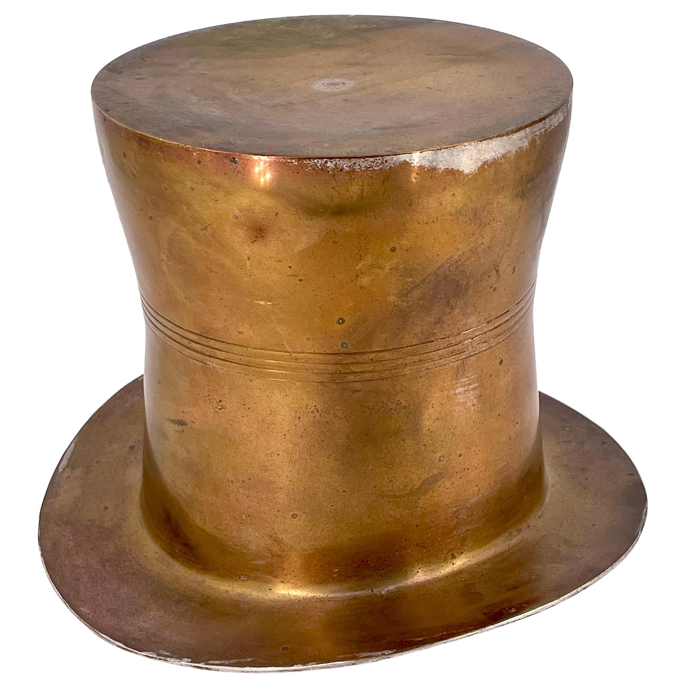 Vintage Patinated Brass Catch-It-All Top Hat