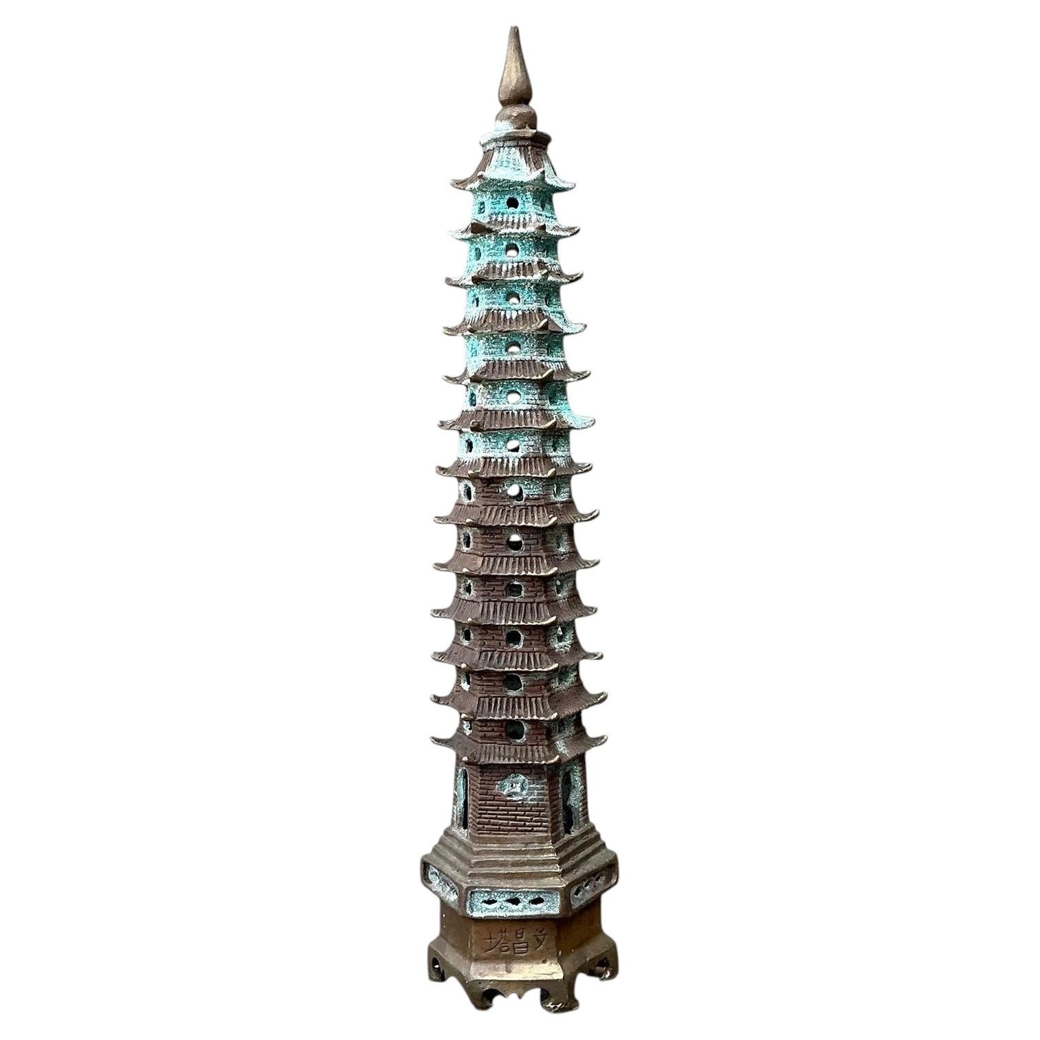 Vintage Patinated Brass Pagoda