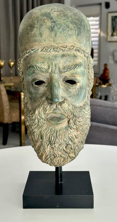 Vintage Patinated Bronze Bust Greek Scholar