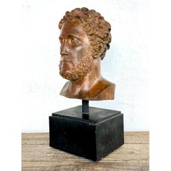 Busto in bronzo patinato d'epoca di Alexander il Grande