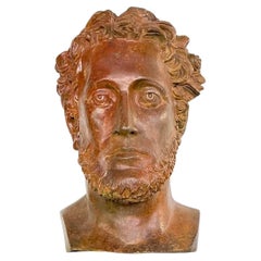 Busto in bronzo patinato d'epoca di Alexander il Grande