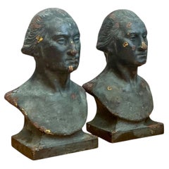 Vintage Patinated Bronze Busts Of George Washington - A Pair