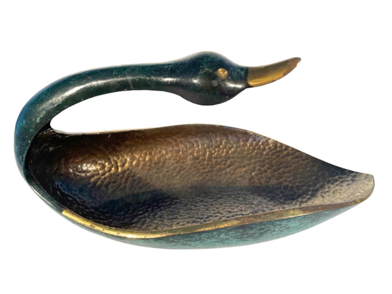 Israeli Vintage Patinated Bronze Cigar Ashtray of Swan Form by Pal-Bell