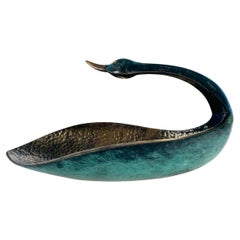 Cendrier vintage en bronze patiné de forme Swan par Pal-Bell