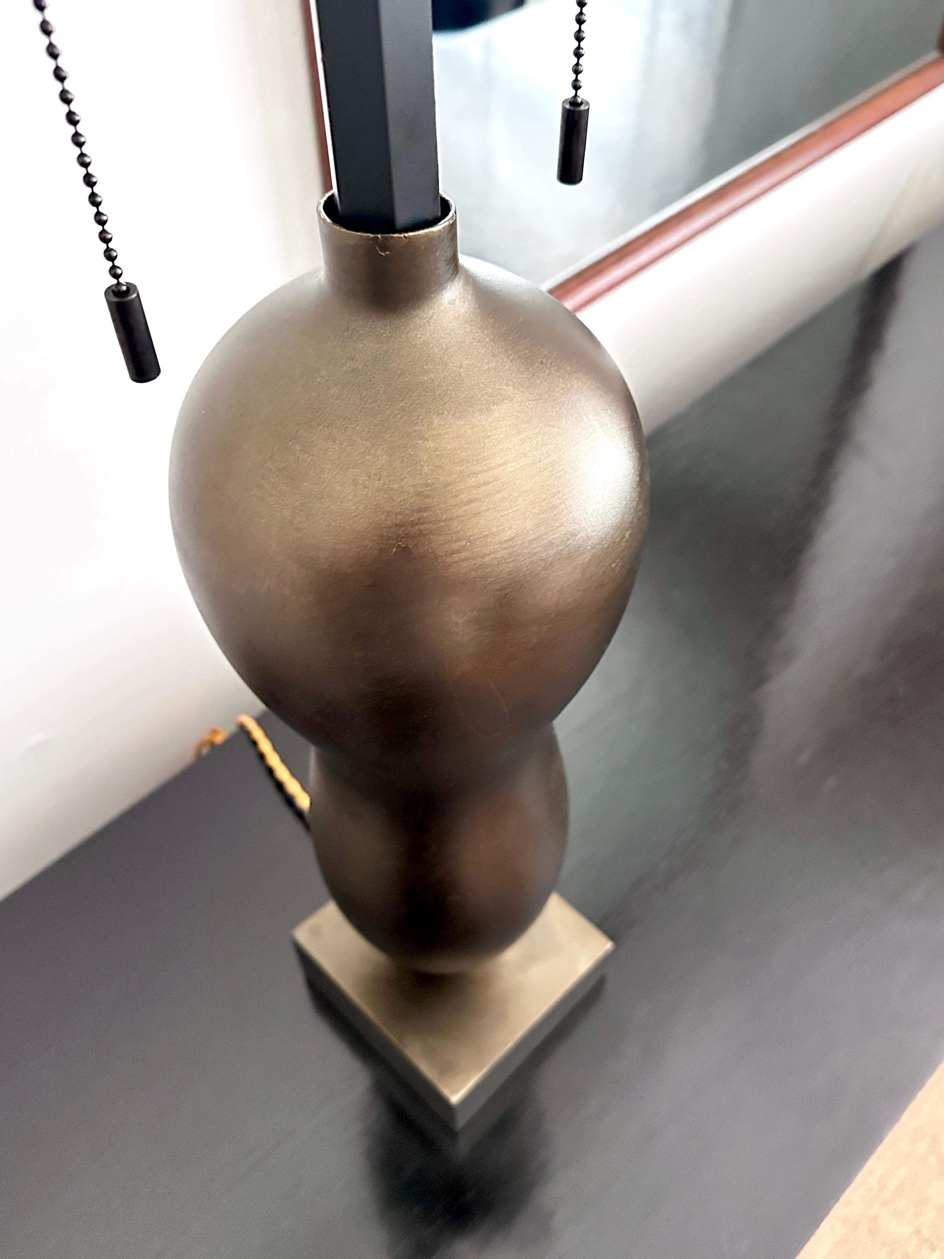 Vintage Patinated Bronze Finish Donghia Rafaela Table Lamp For Sale 3