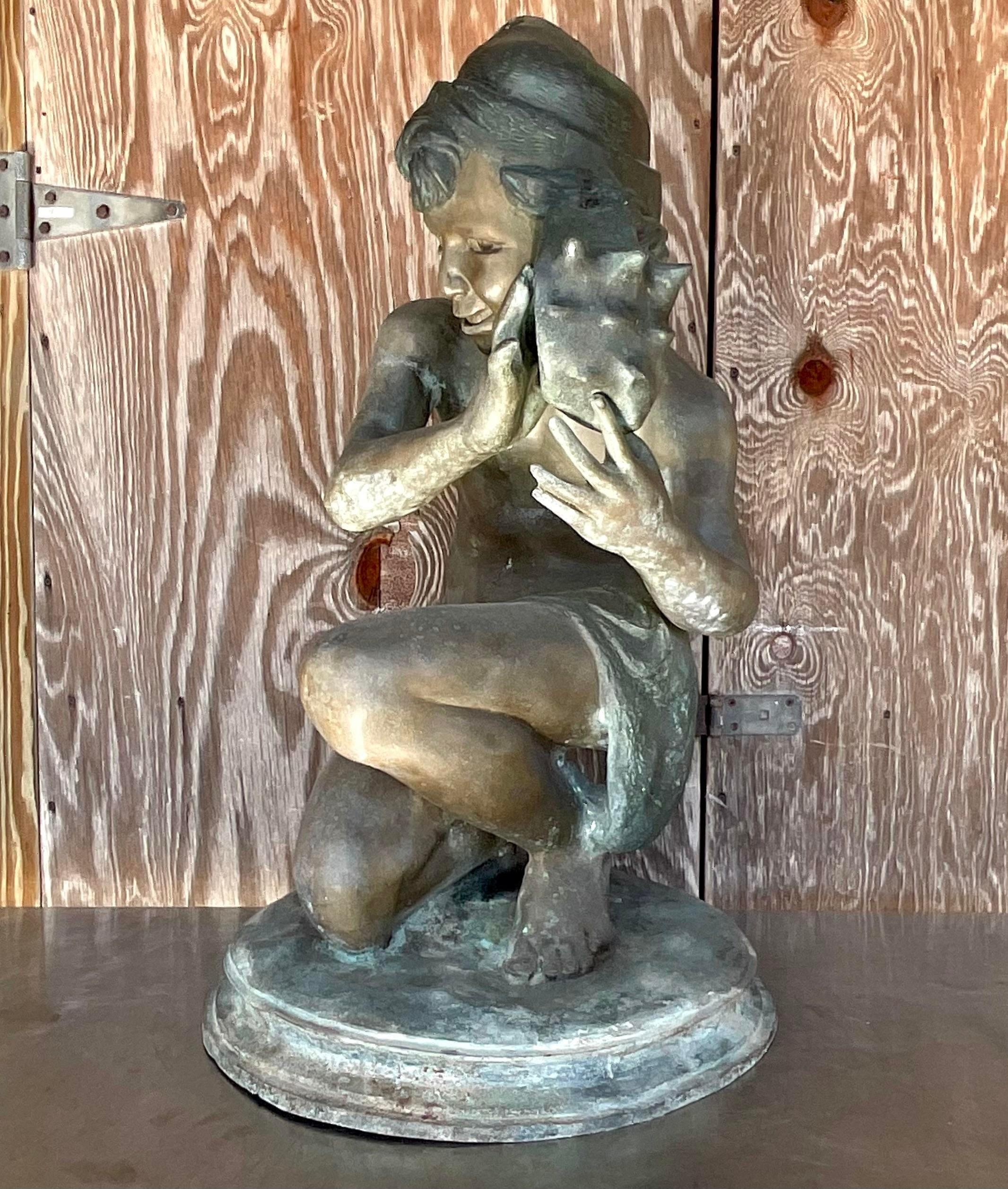 Vintage Patinated Bronze Jean-Baptiste Carpeau Sculpture In Good Condition For Sale In west palm beach, FL