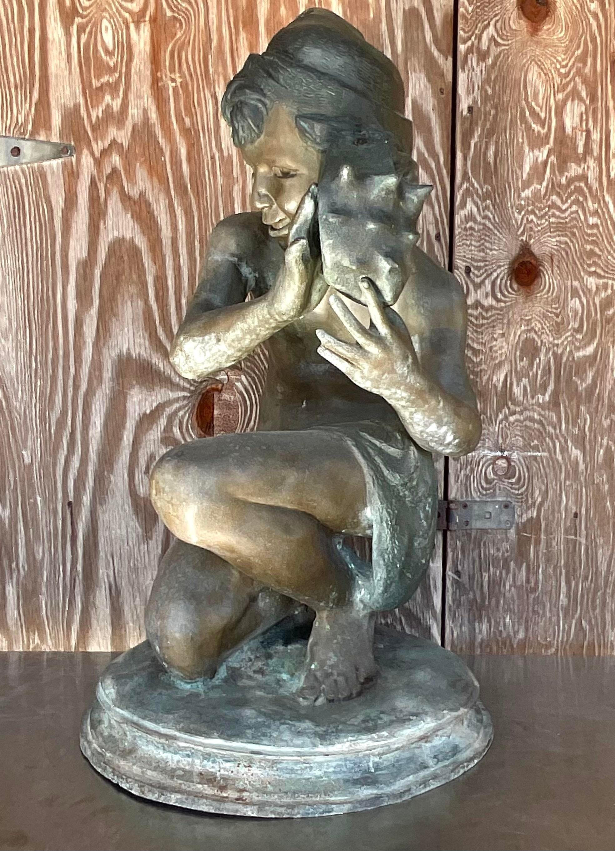 19th Century Vintage Patinated Bronze Jean-Baptiste Carpeau Sculpture For Sale