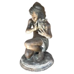 Vintage Patinated Bronze Jean-Baptiste Carpeau Sculpture