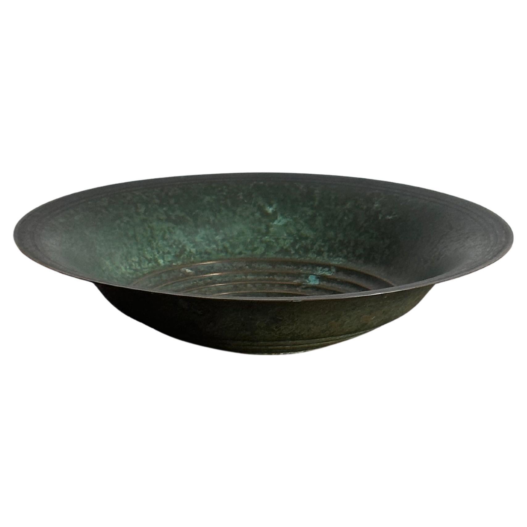 Bol bas vintage en bronze patiné, Suède, années 1960