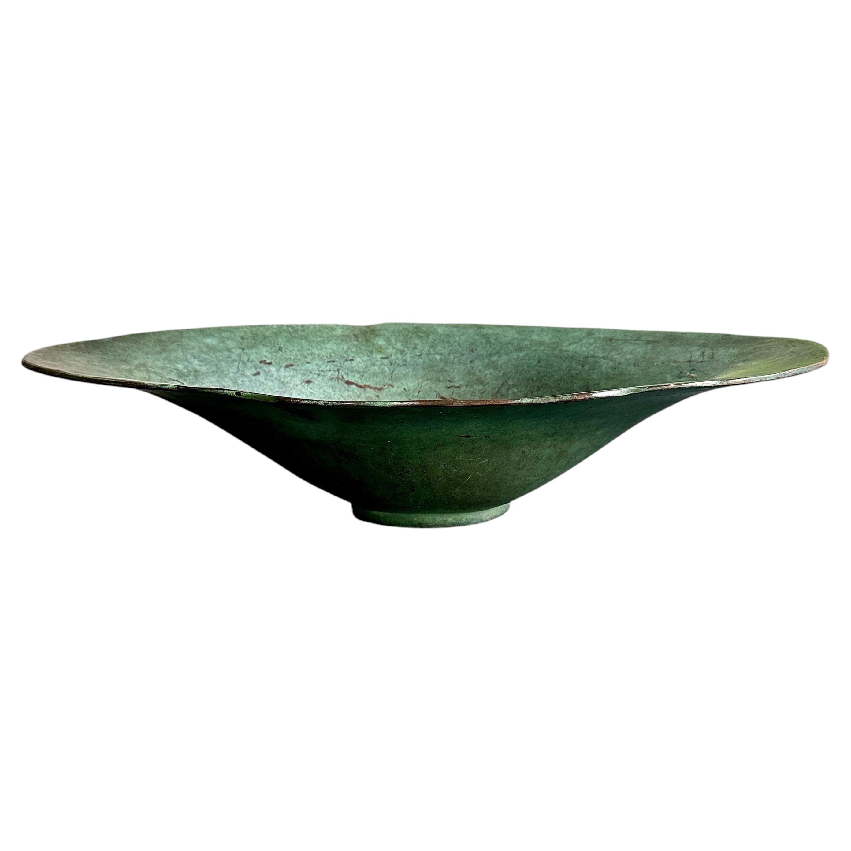 Vintage Patinated Bronze Oblong Bowl, Swedish Grace, Scandinavian