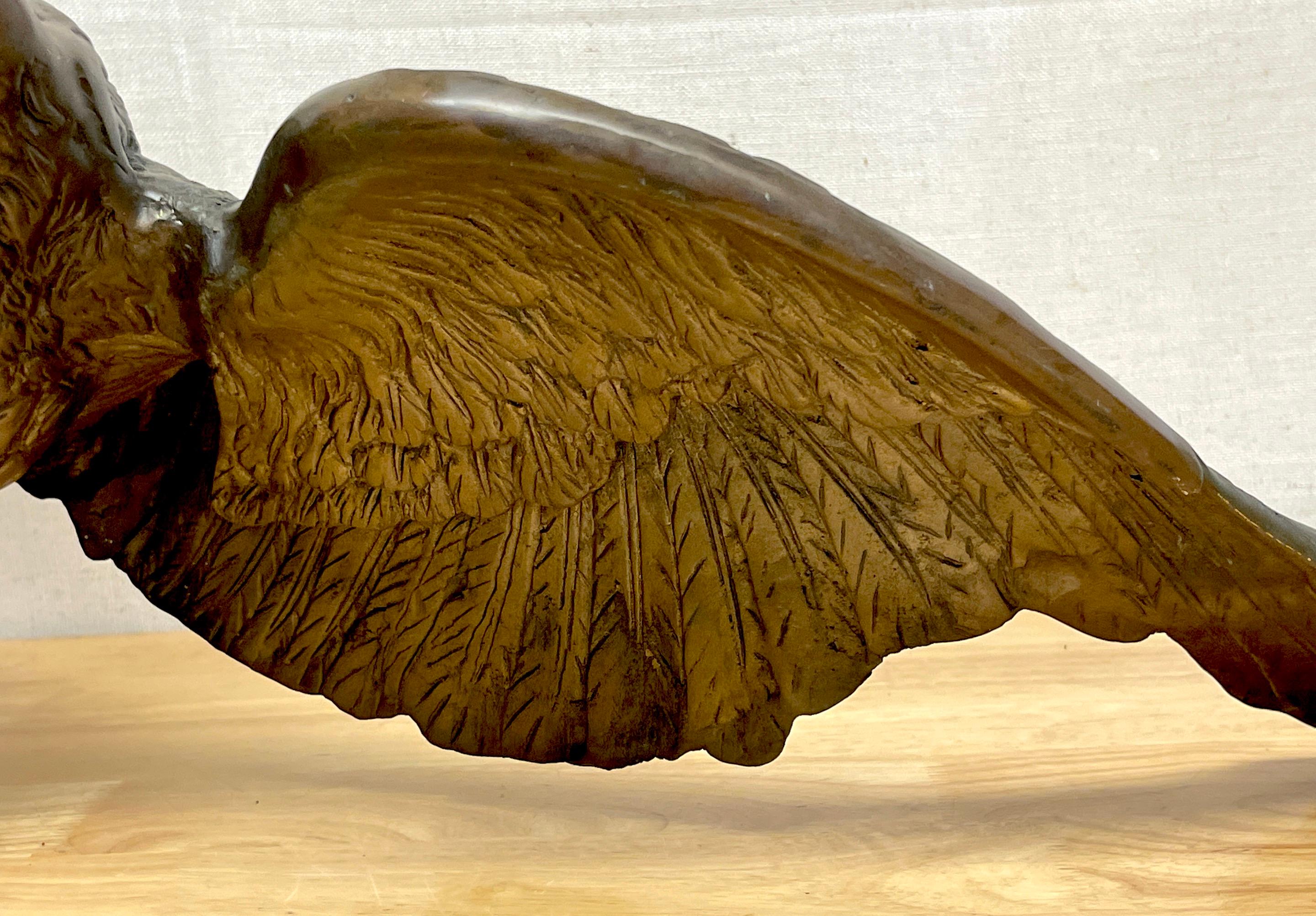 Vintage Patinated Bronze Sculpture 'American Bald Eagle Upon Landing' For Sale 11