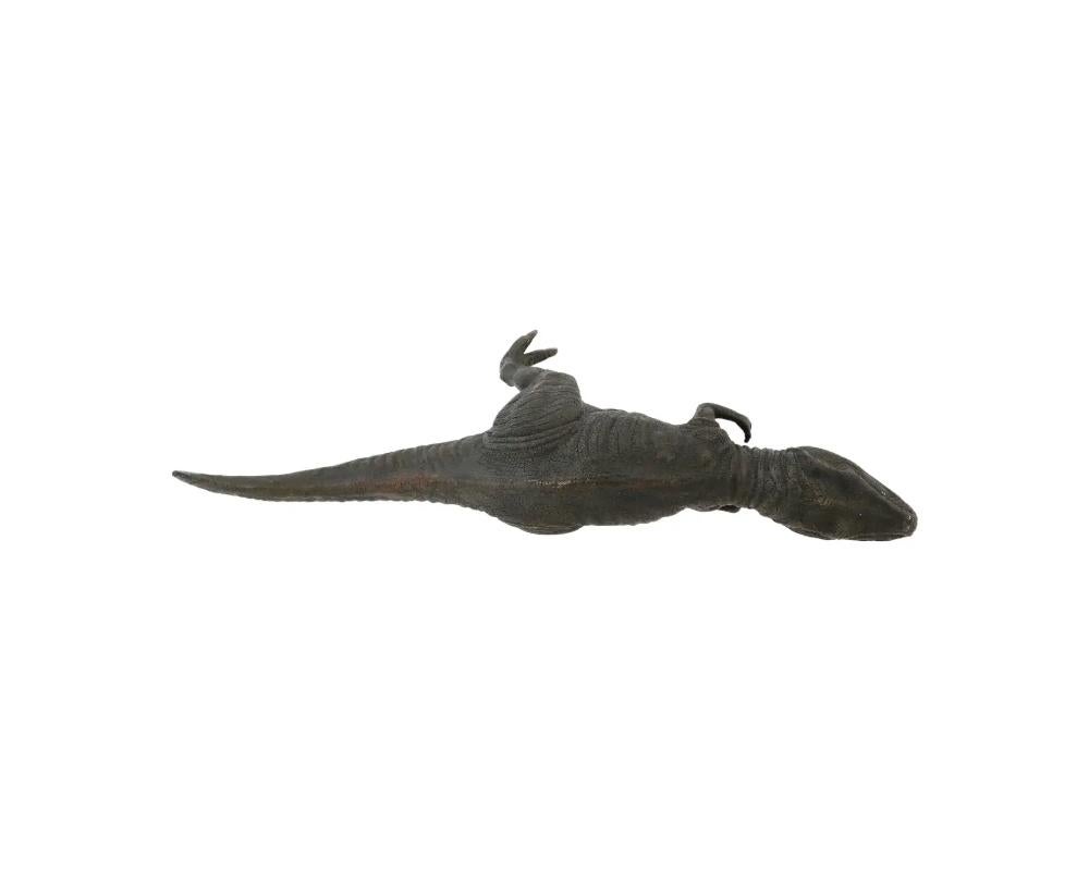 Vintage Patinated Bronze Sculpture Of Dinosaur 1