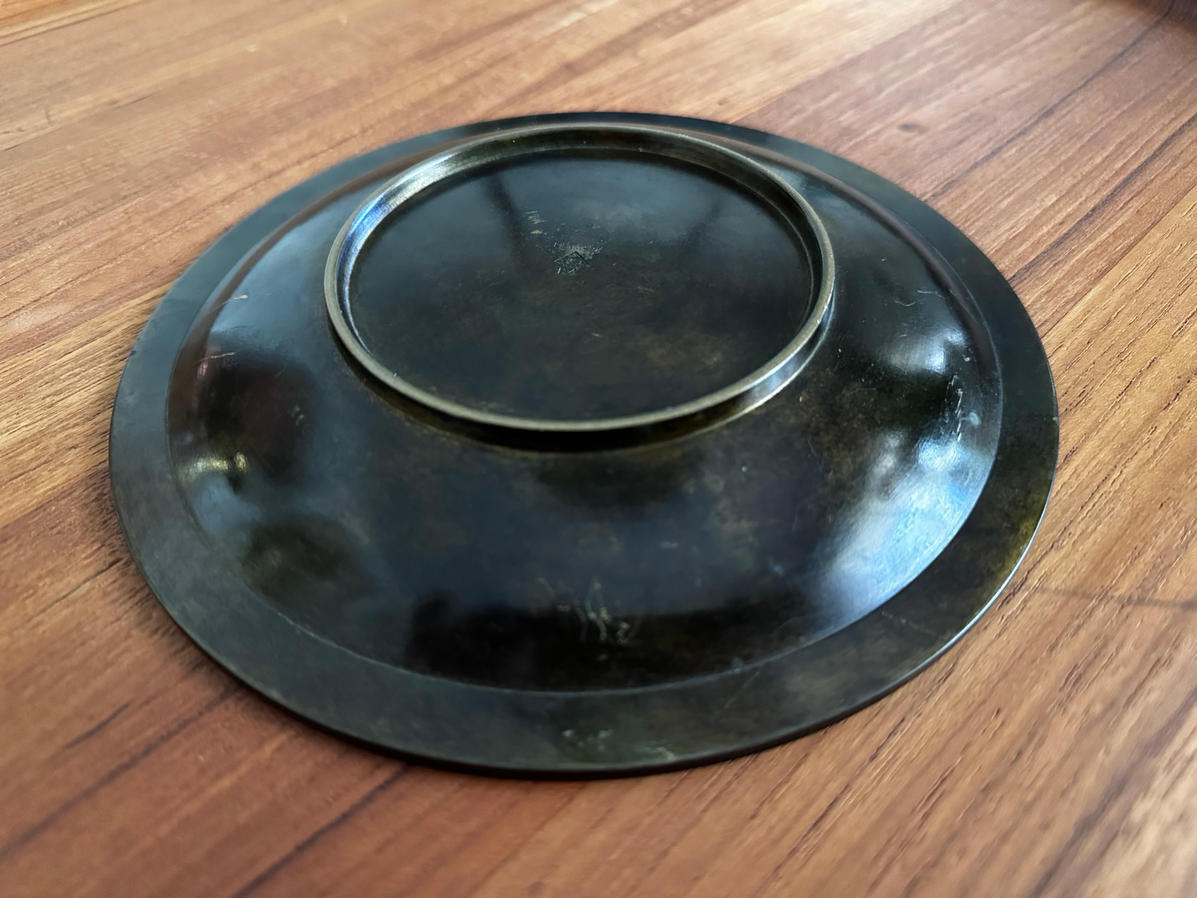Vintage Patinated Bronze Shallow Bowl by Just Andersen For Sale 5