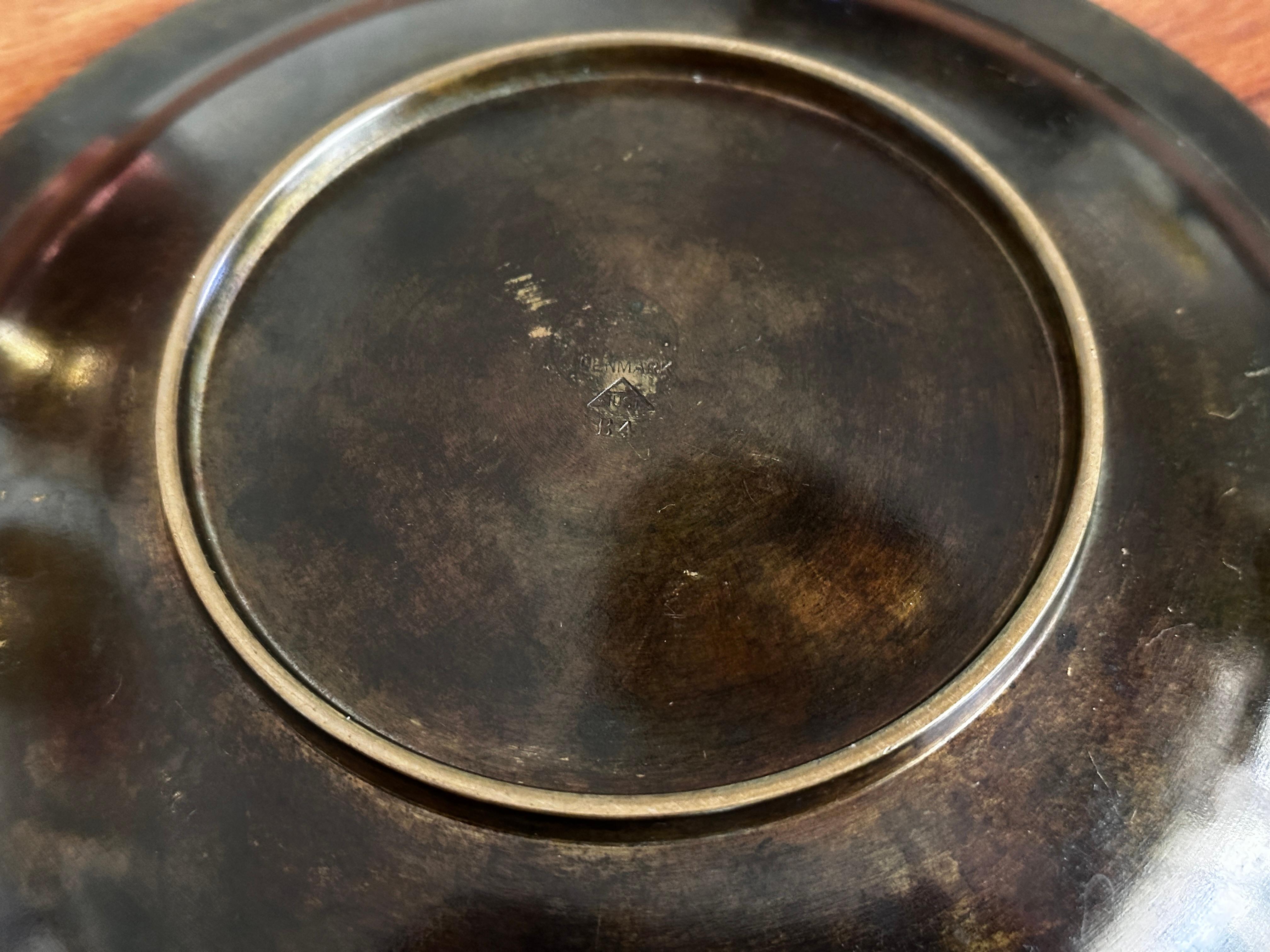 Vintage Patinated Bronze Shallow Bowl by Just Andersen For Sale 9