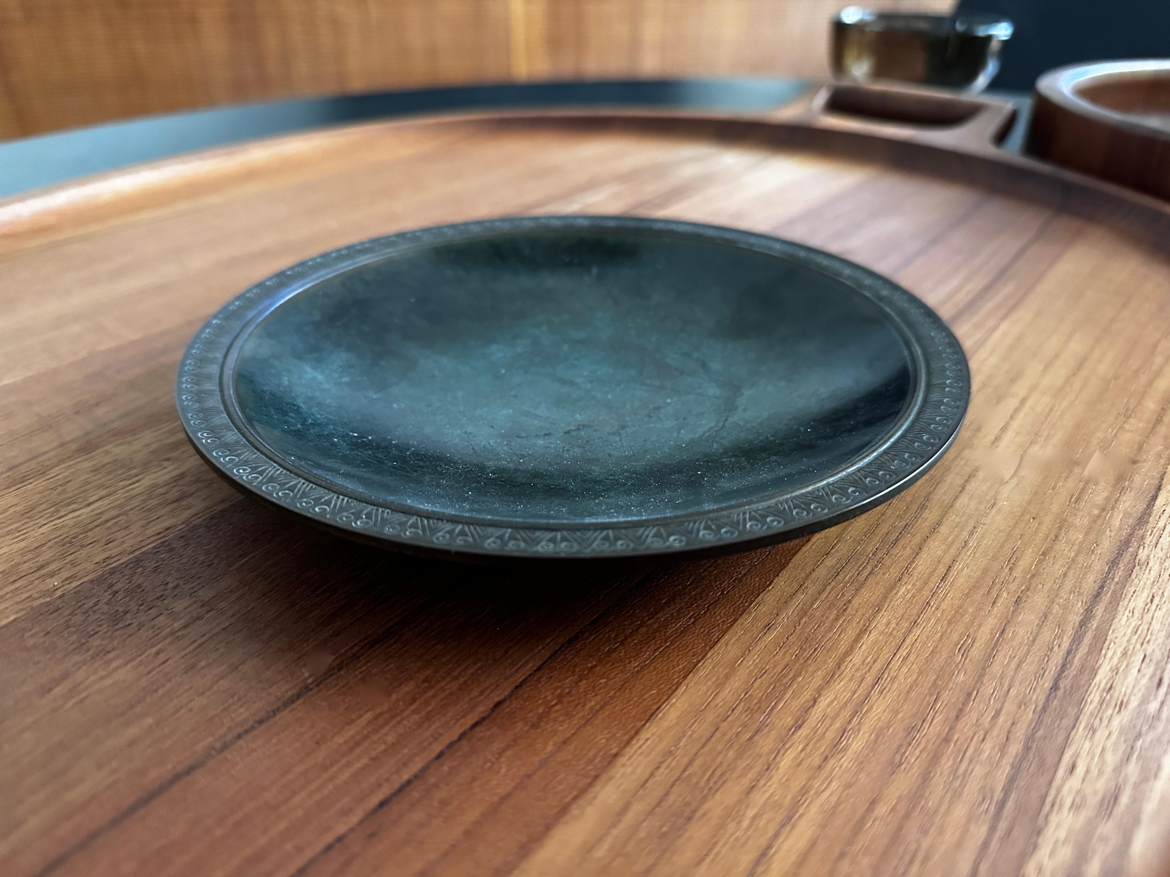 Danish Vintage Patinated Bronze Shallow Bowl by Just Andersen For Sale