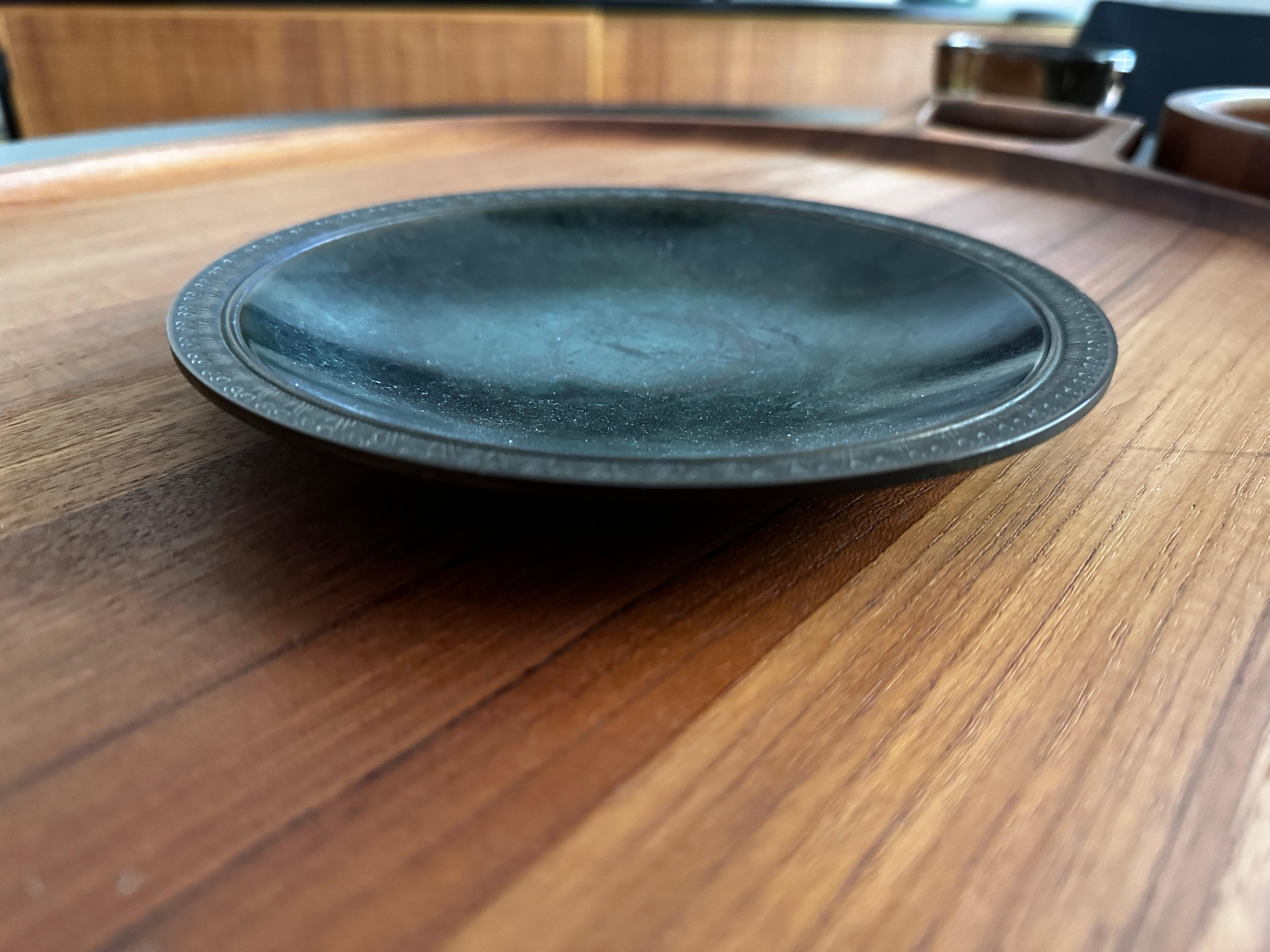 Vintage Patinated Bronze Shallow Bowl by Just Andersen In Good Condition For Sale In Doraville, GA