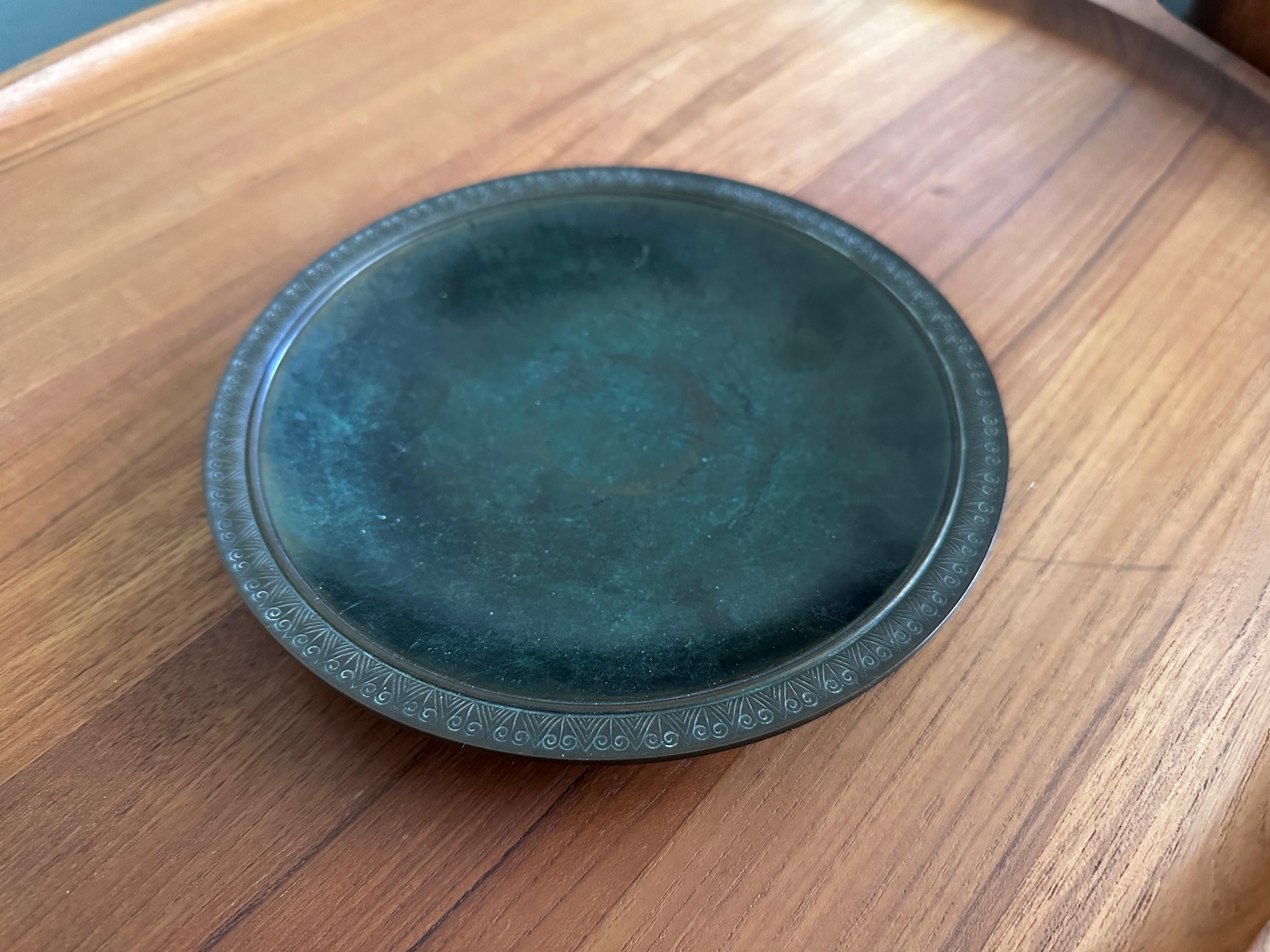 Mid-20th Century Vintage Patinated Bronze Shallow Bowl by Just Andersen For Sale