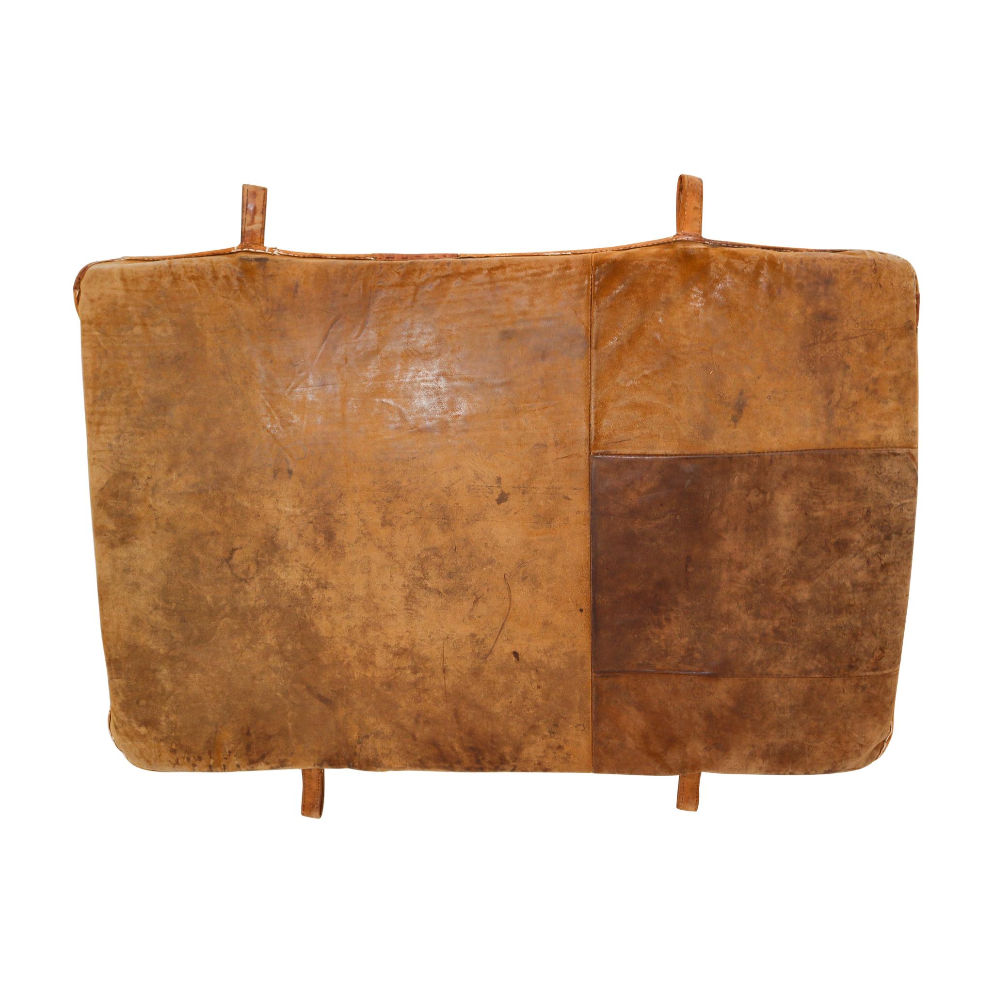 Vintage Patinated Brown Leather Gym Mat, 1950