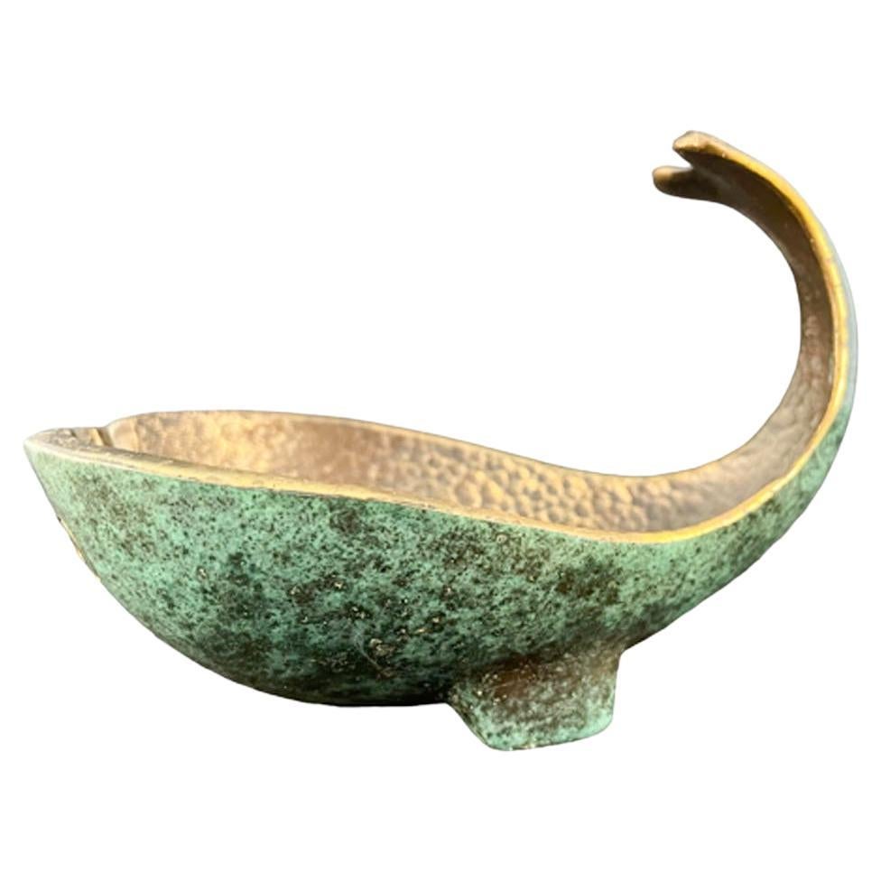 Vintage Patinated Cast Bronze Ashtray in the Form of a Whale by Pal-Bell
