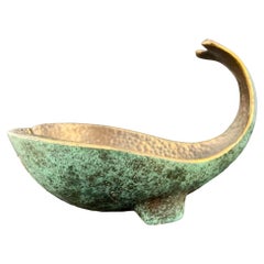 Vintage Patinated Cast Bronze Ashtray in the Form of a Whale by Pal-Bell