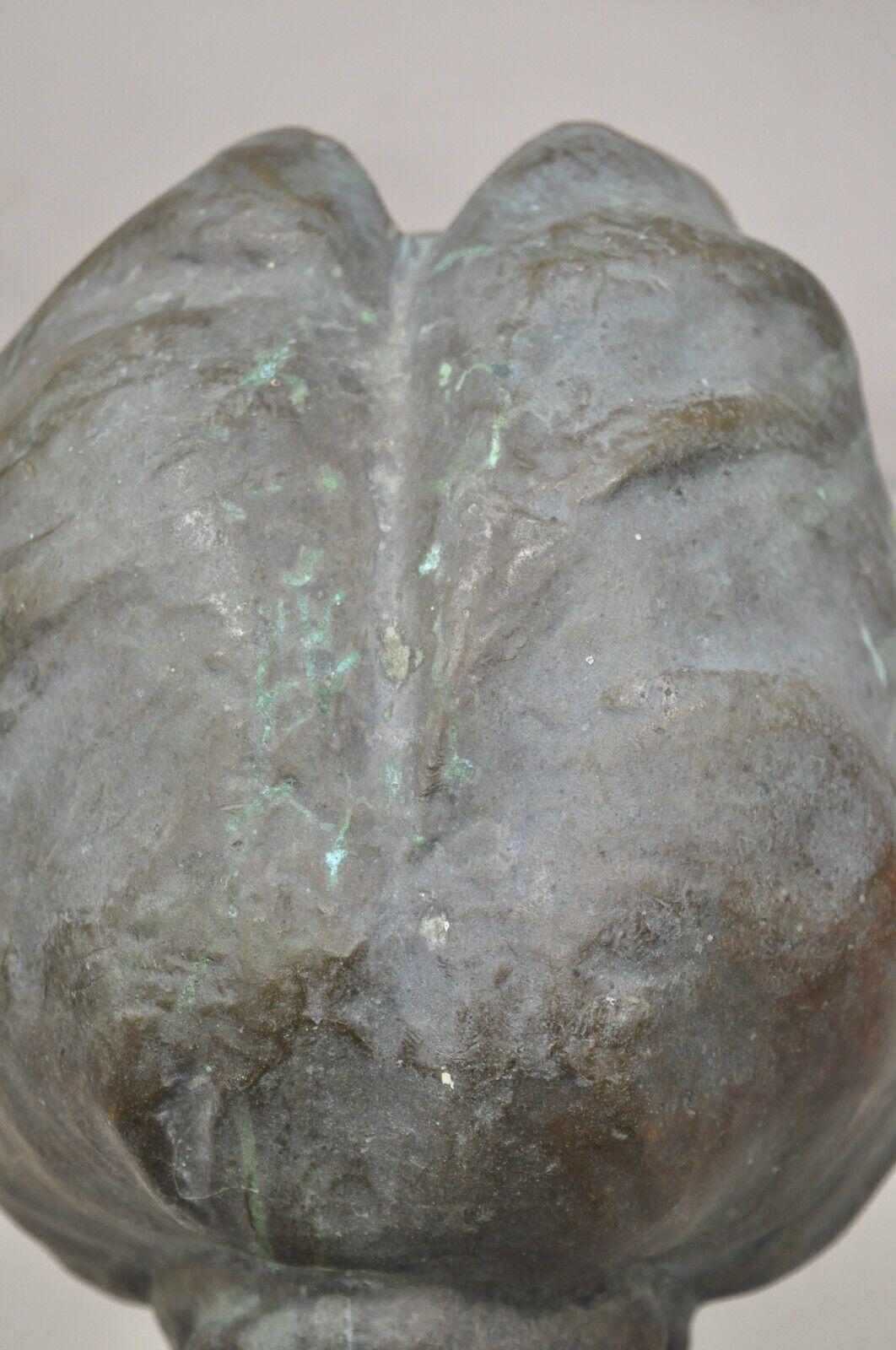 Patinierte Bronzeguss-Büstenstatue-Skulptur einer Frau mit genageltem Haar, Vintage im Angebot 4